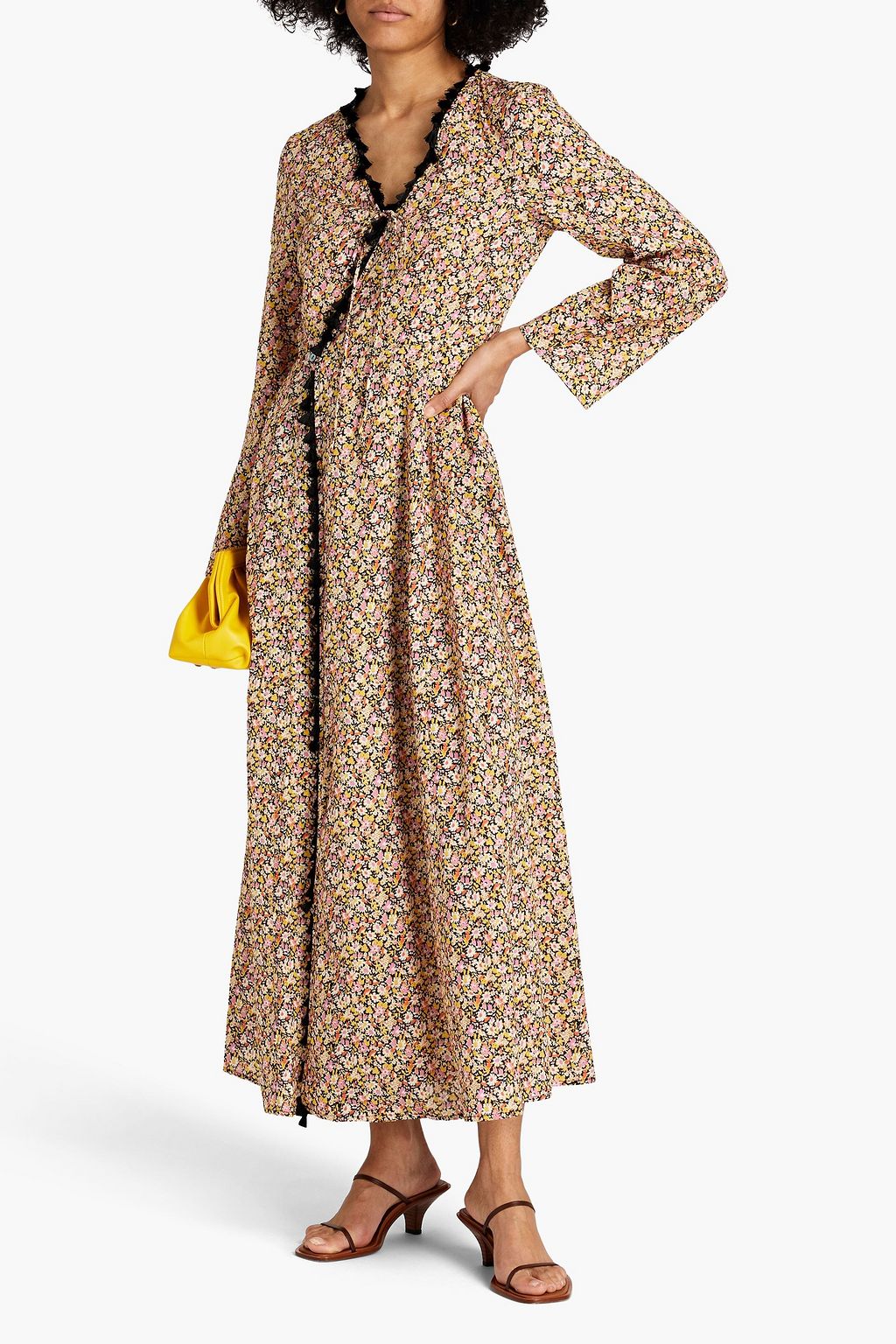 MARYSIA Wrap-effect floral-print cotton midi dress