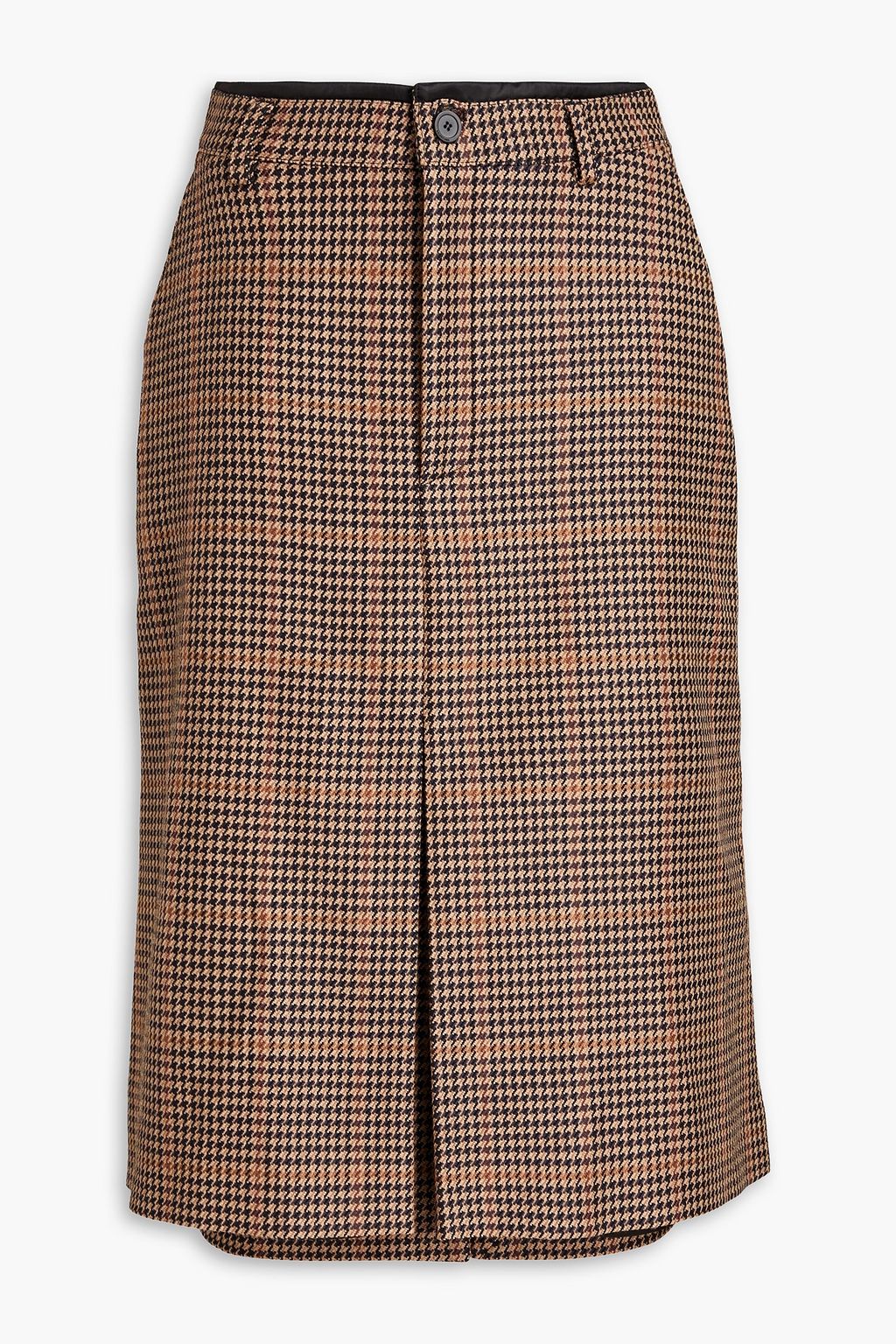 BALENCIAGA Houndstooth wool-blend tweed and denim midi skirt | THE OUTNET