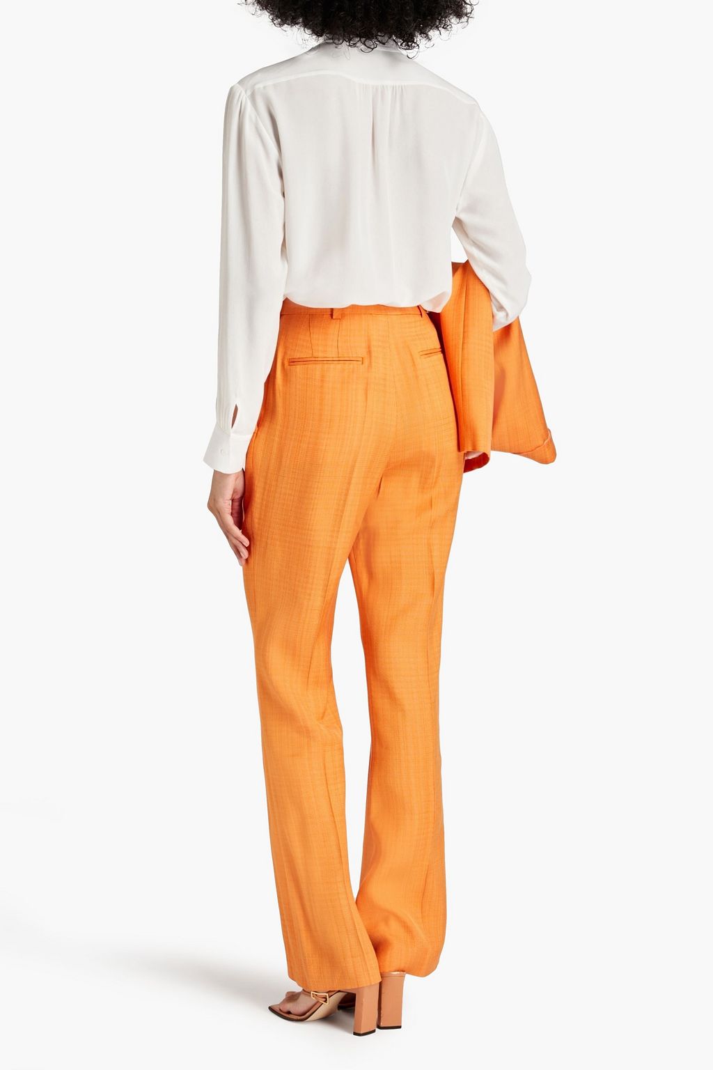 SANDRO Ruffled silk crepe de chine shirt