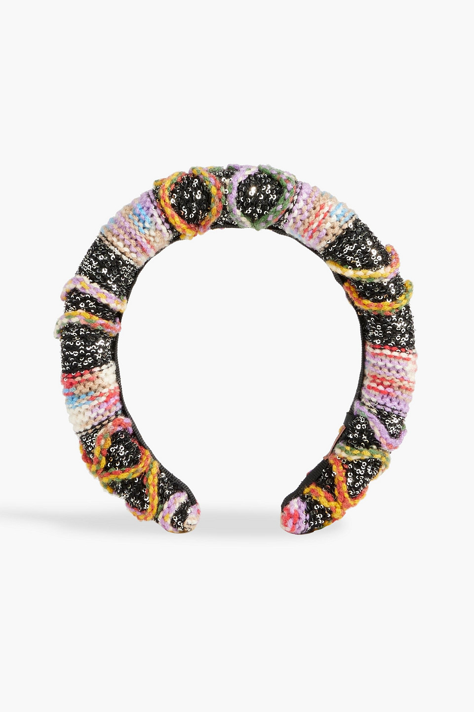 Missoni Sequin-embellished Crochet-knit Headband In Black