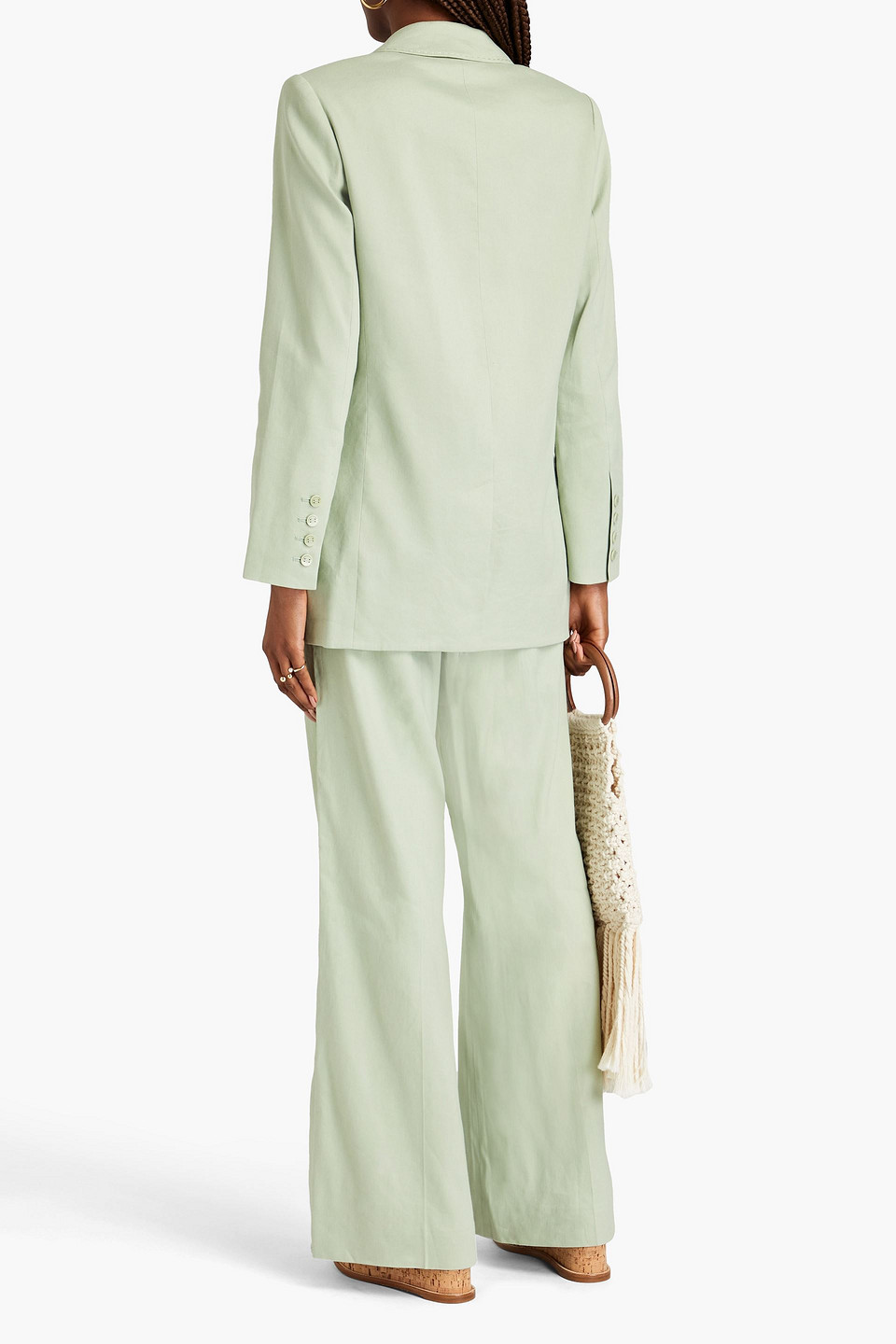 Shop Zimmermann Linen-blend Twill Blazer In Sage Green