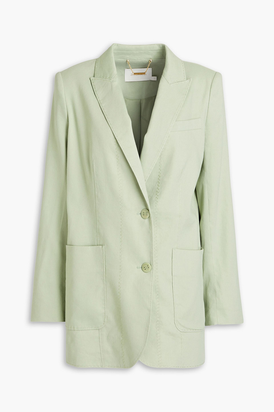 Zimmermann Linen-blend Twill Blazer In Sage Green