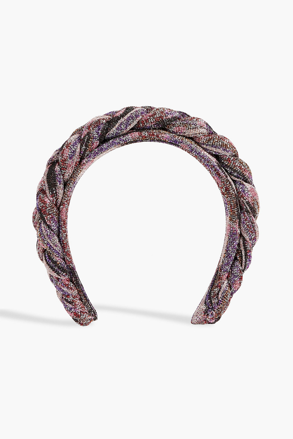 Missoni Metallic Braided Crochet-knit Headband In Violet