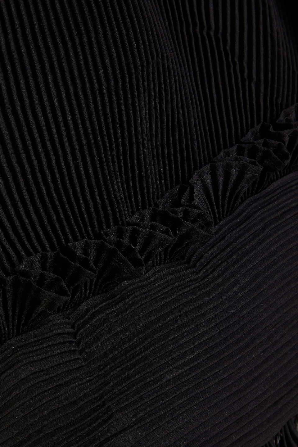 Zimmermann Cropped Ruffled Plissé-organza Top In Black