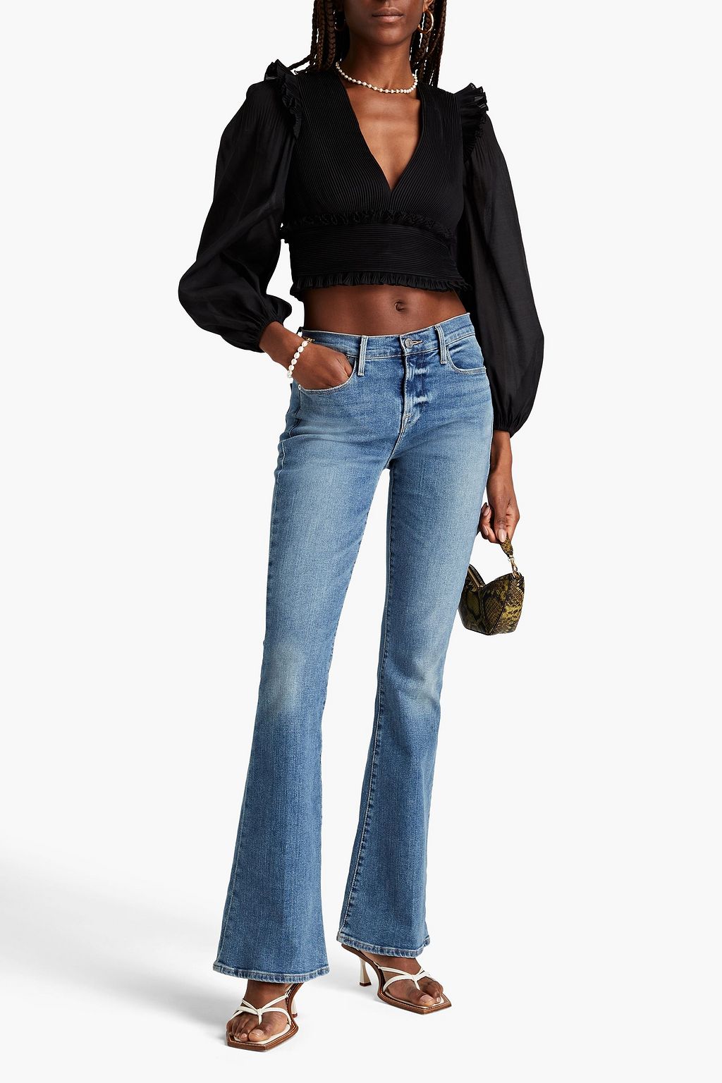 ZIMMERMANN Cropped ruffled plissé-organza top