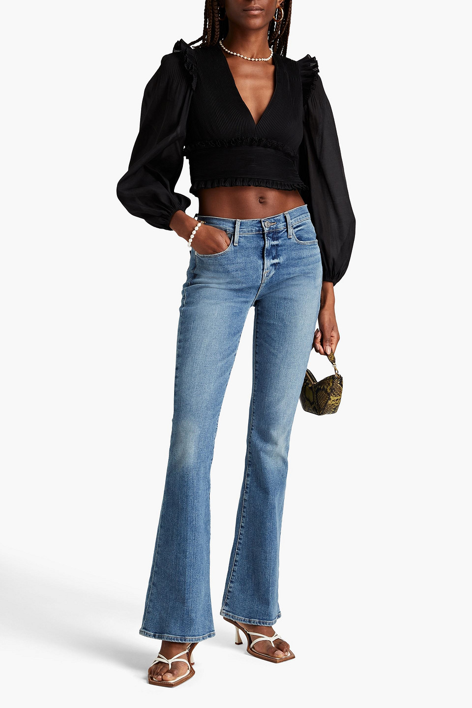 Zimmermann Cropped Ruffled Plissé-organza Top In Black