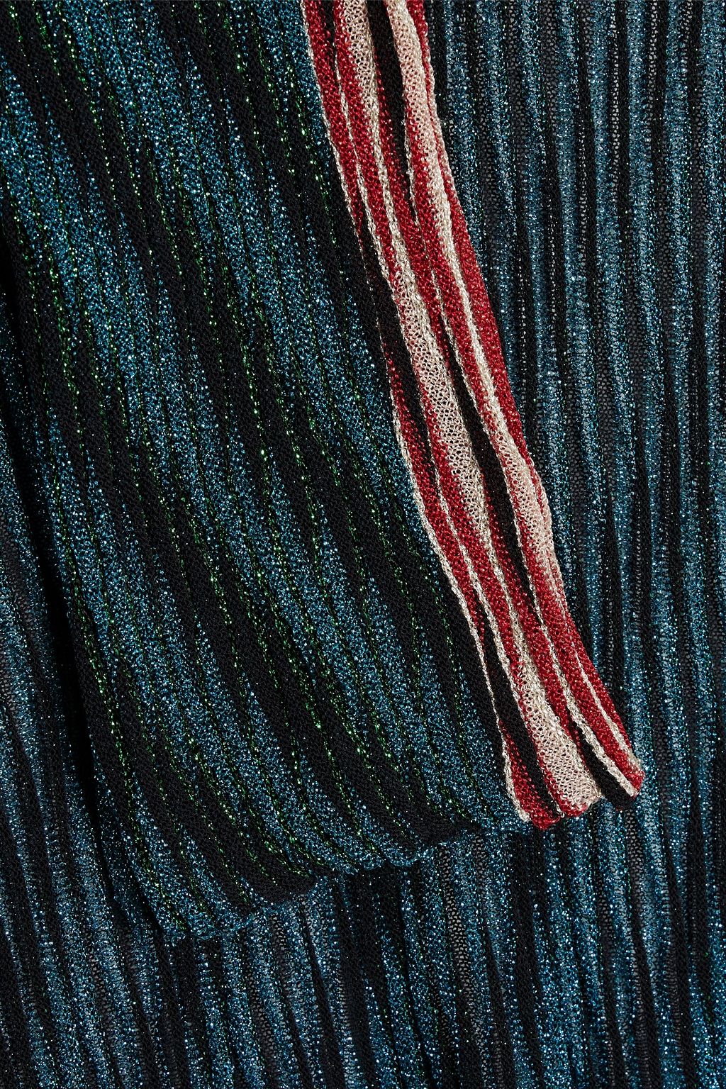 MISSONI Striped metallic crochet-knit cardigan