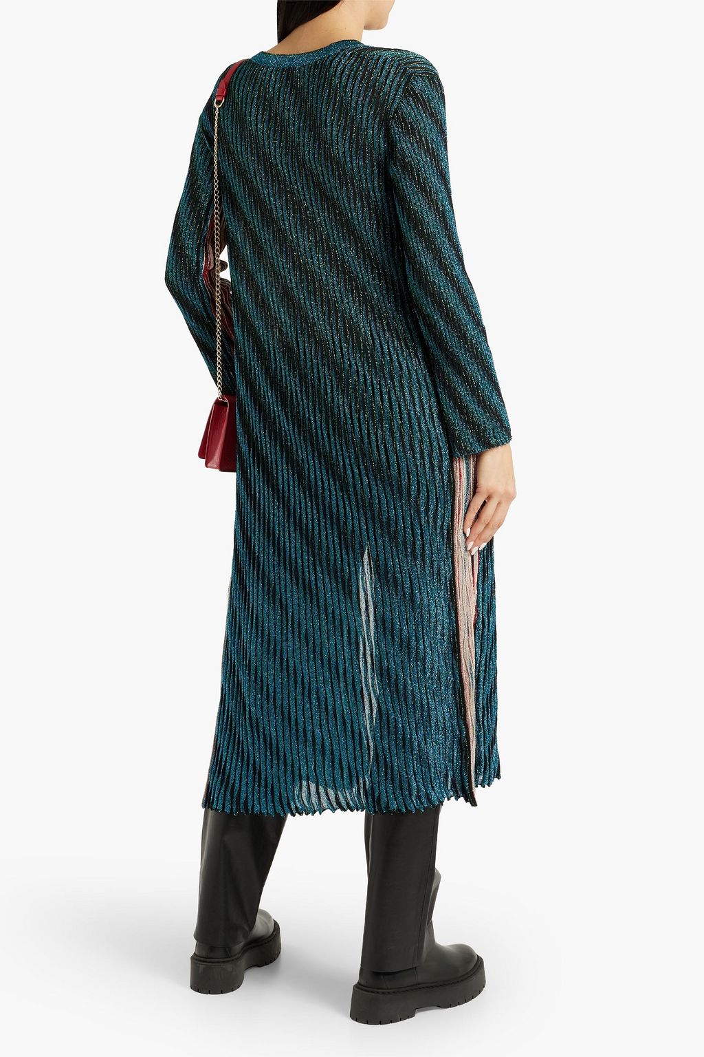 MISSONI Striped metallic crochet-knit cardigan