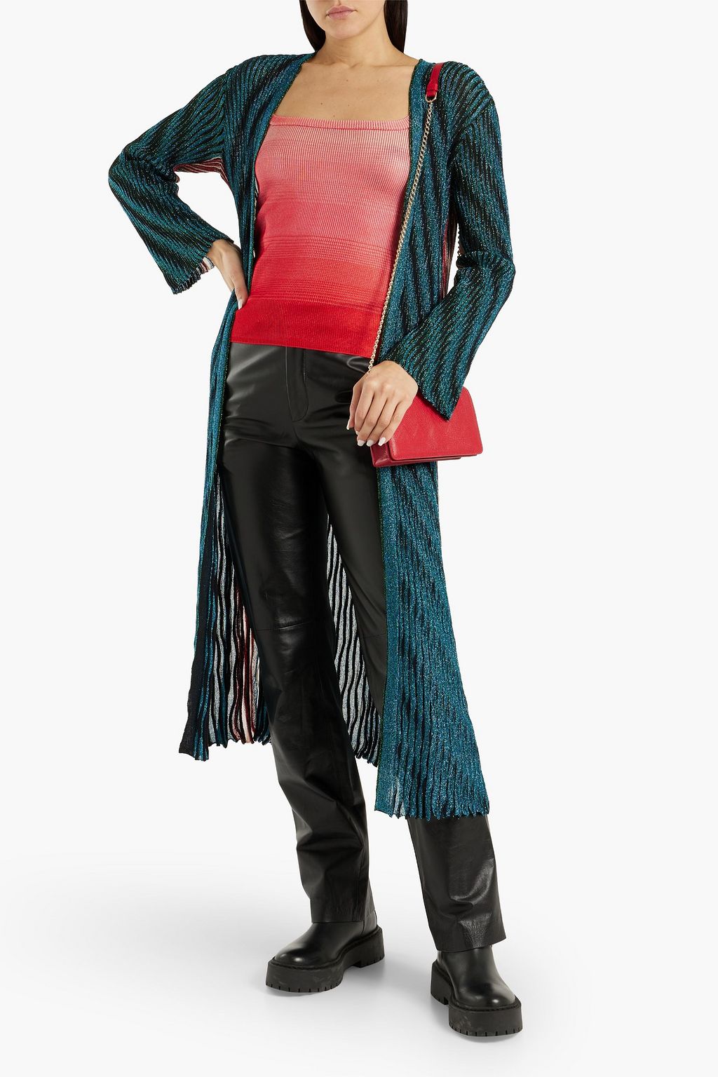 MISSONI Striped metallic crochet-knit cardigan