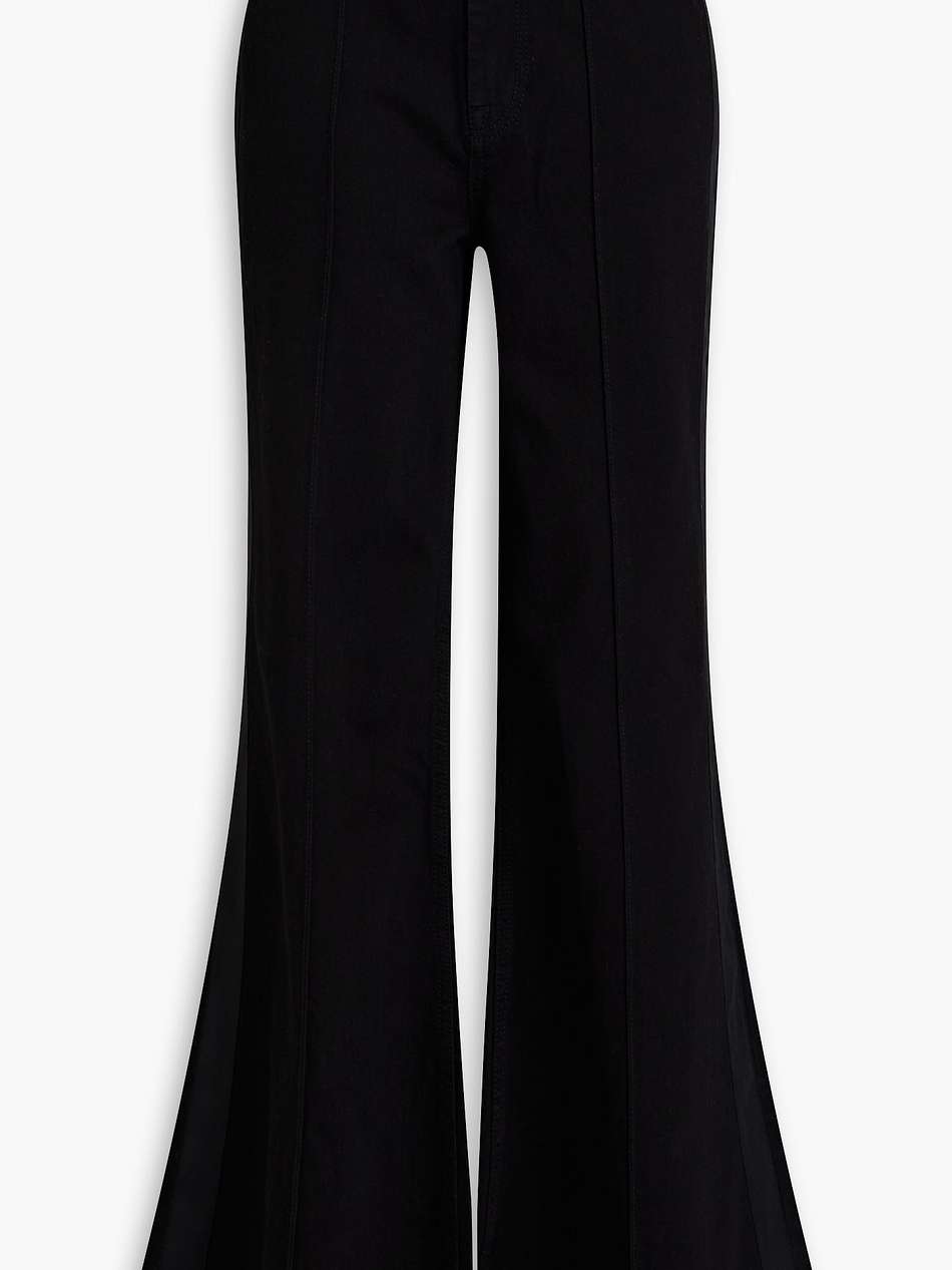 satin-trimmed high-rise flared jeans