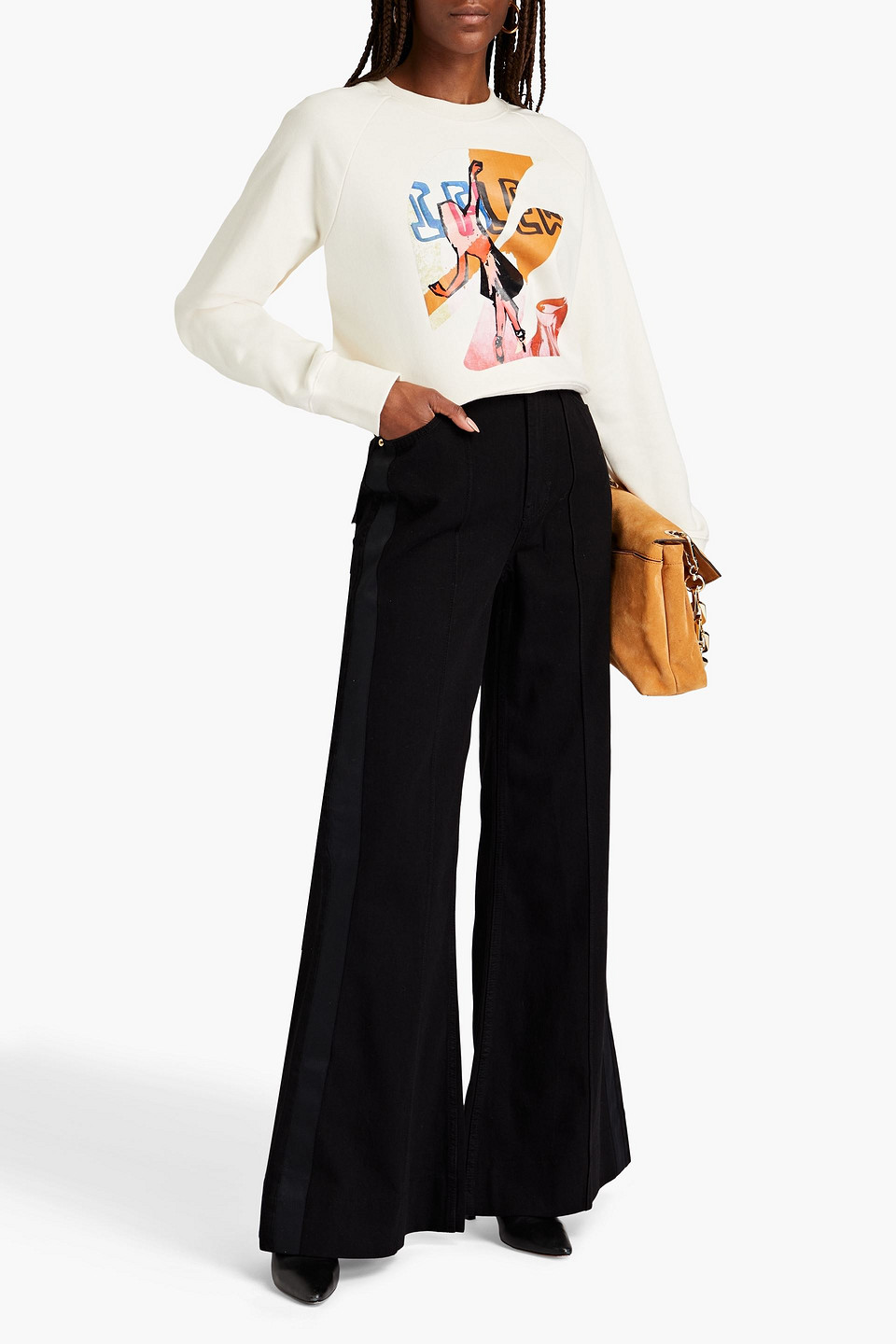 Shop Zimmermann Satin-trimmed High-rise Flared Jeans In Black