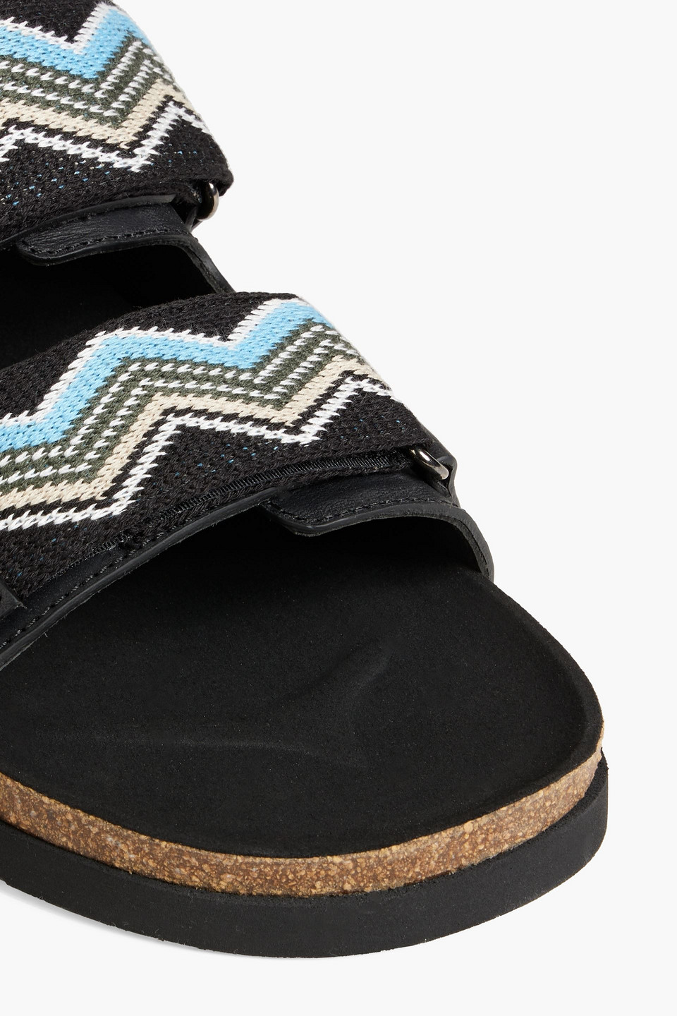 Missoni Zigzap-print Double-strap Slides In Black