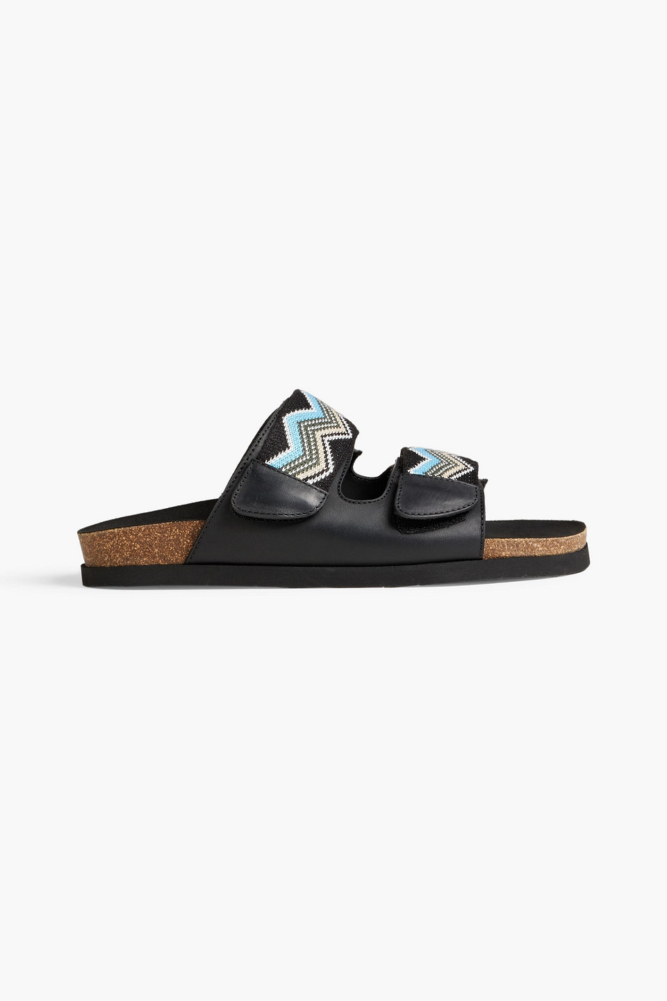 Missoni Zigzap-print Double-strap Slides In Black