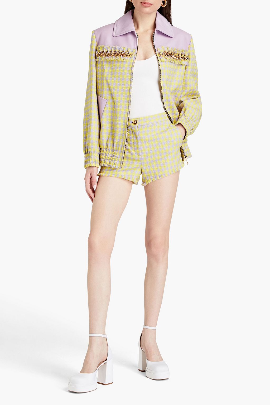 VERSACE ウールツイード ショートパンツ ハウンドトゥース