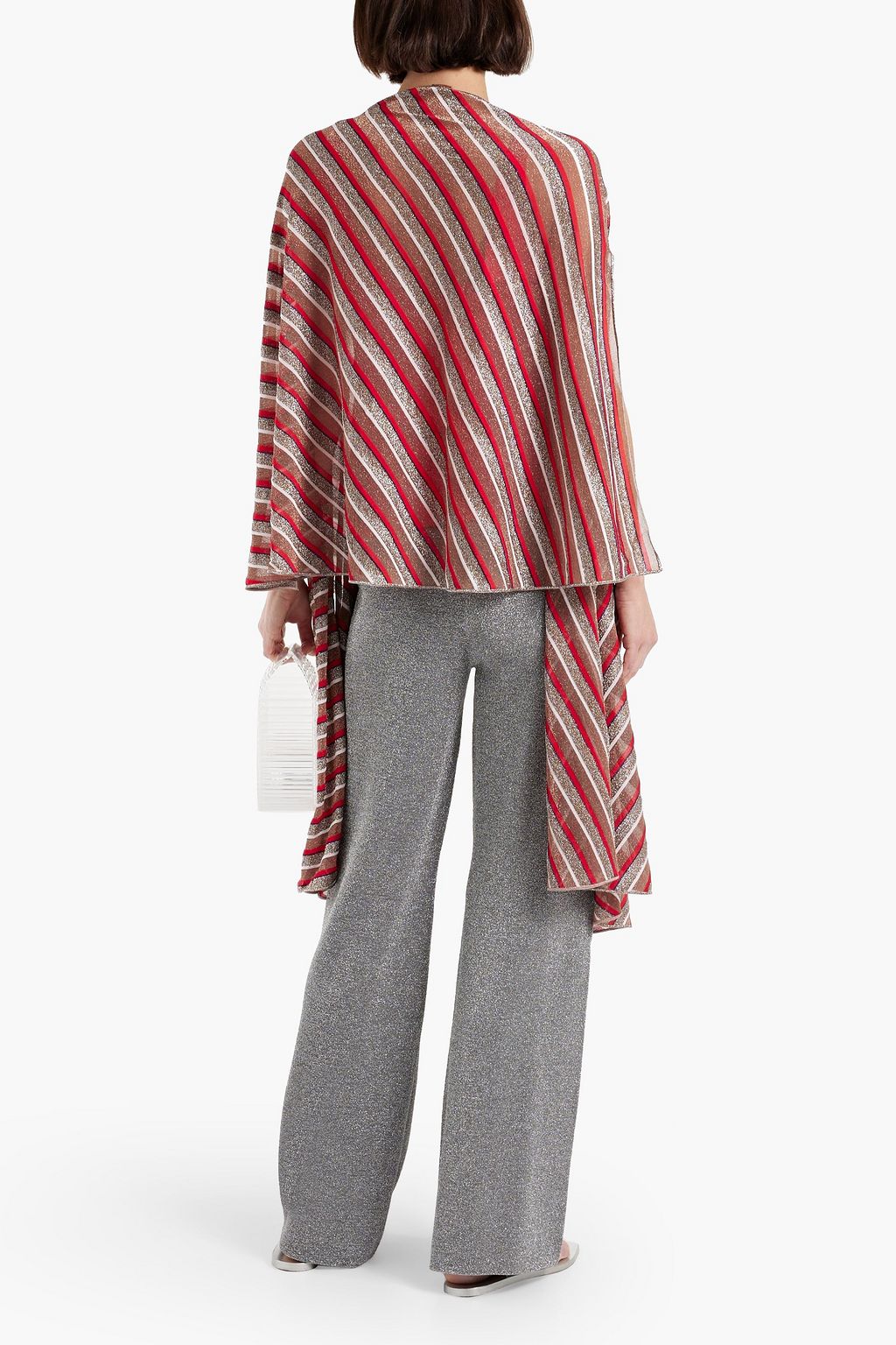 MISSONI Metallic striped crochet-knit cape