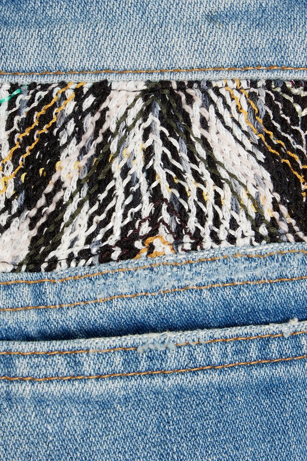 MISSONI Crochet-trimmed distressed high-rise bootcut jeans