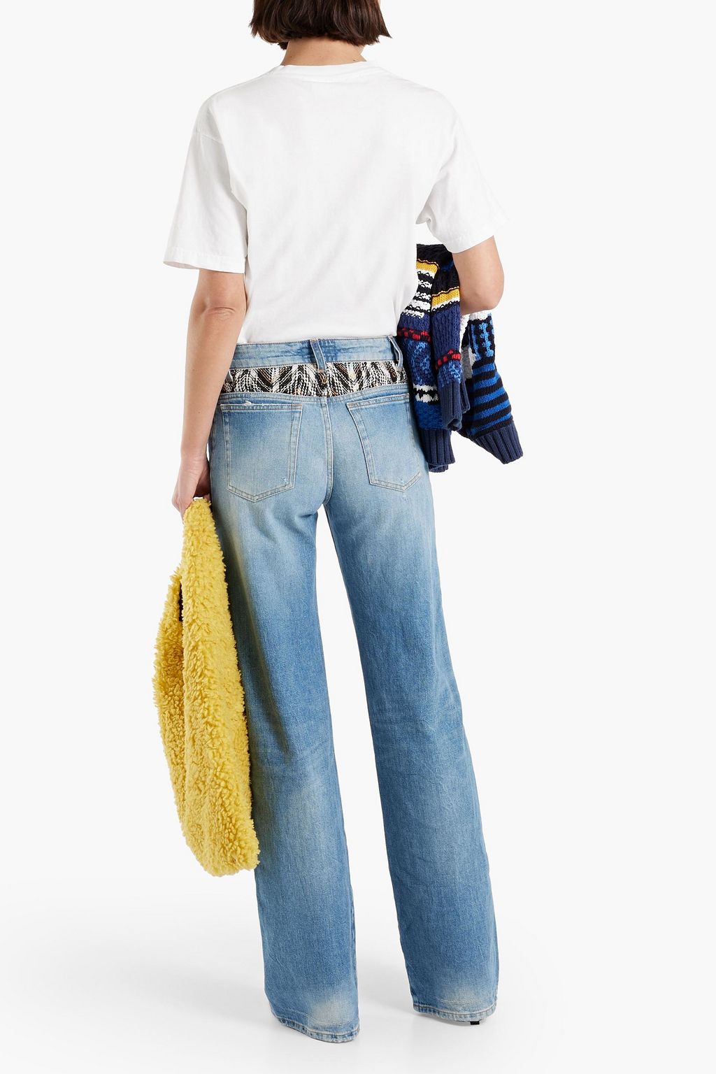 MISSONI Crochet-trimmed distressed high-rise bootcut jeans