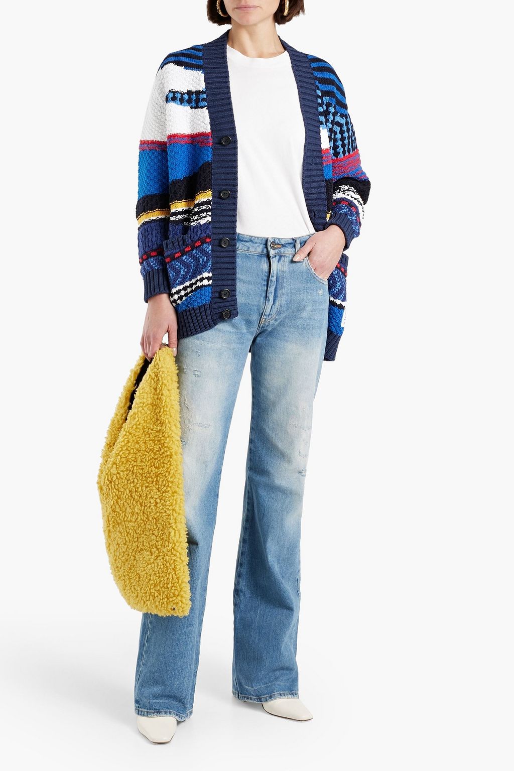 MISSONI Crochet-trimmed distressed high-rise bootcut jeans