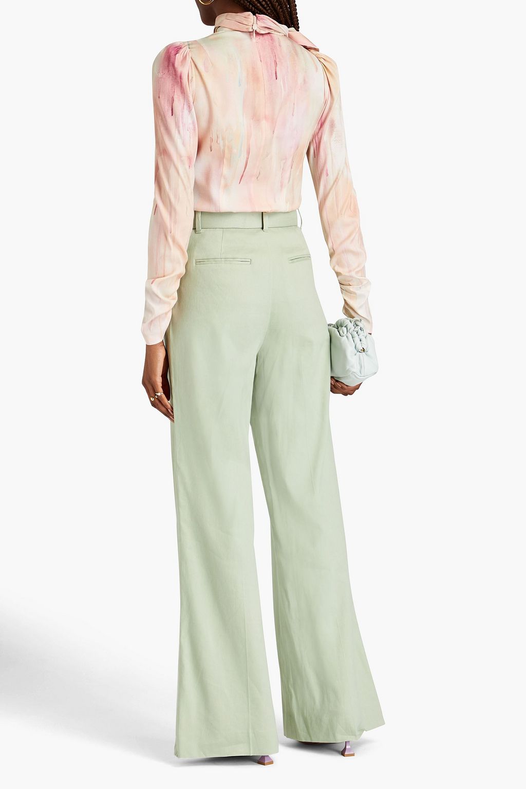 ZIMMERMANN Draped printed stretch-silk blouse