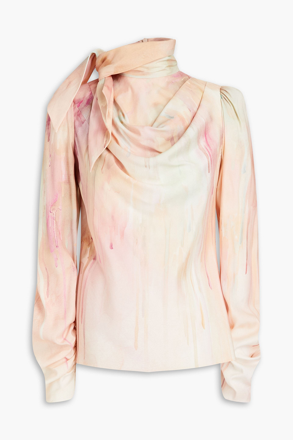 Zimmermann Dancer Draped Printed Stretch-silk Blouse In Pastel Orange