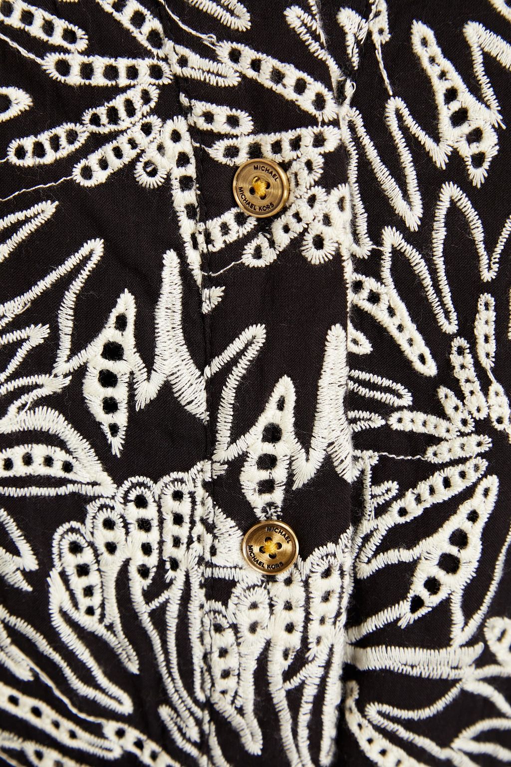 MICHAEL MICHAEL KORS Belted embroidered cotton midi shirt dress