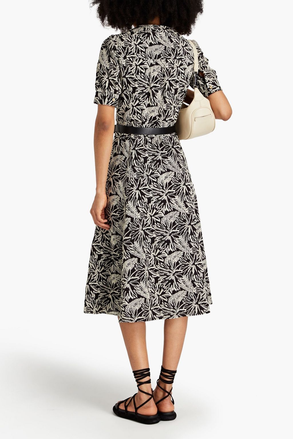 MICHAEL MICHAEL KORS Belted embroidered cotton midi shirt dress