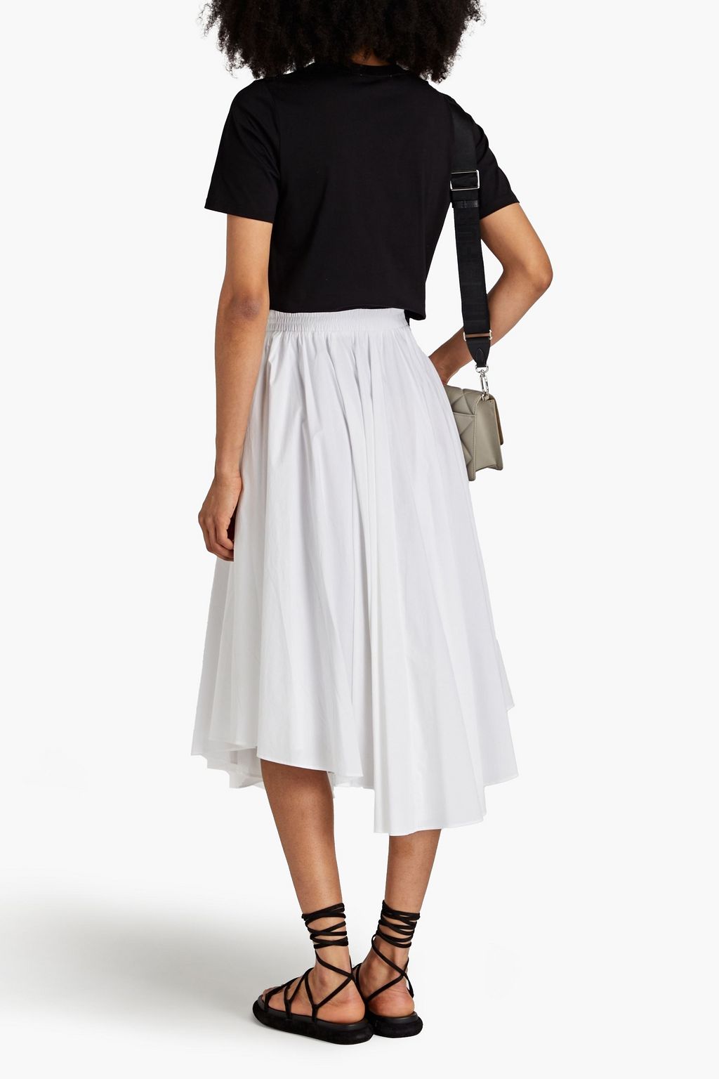 MICHAEL MICHAEL KORS Gathered cotton-blend poplin midi skirt