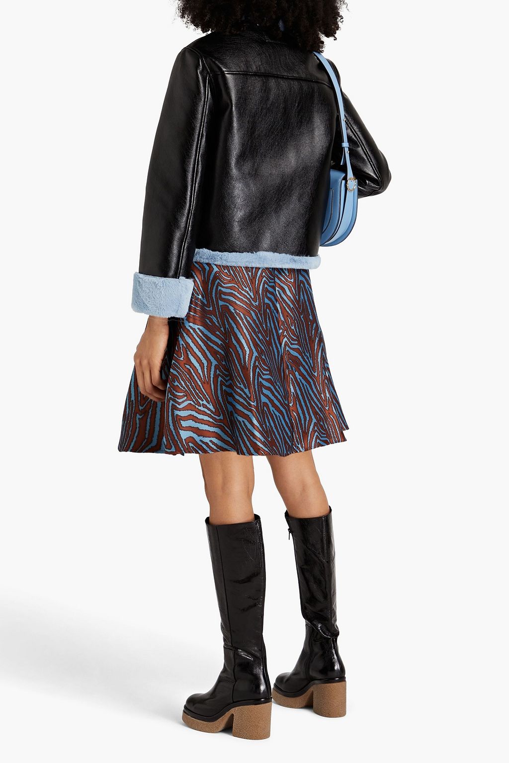 PAUL SMITH Faux fur-trimmed faux leather jacket