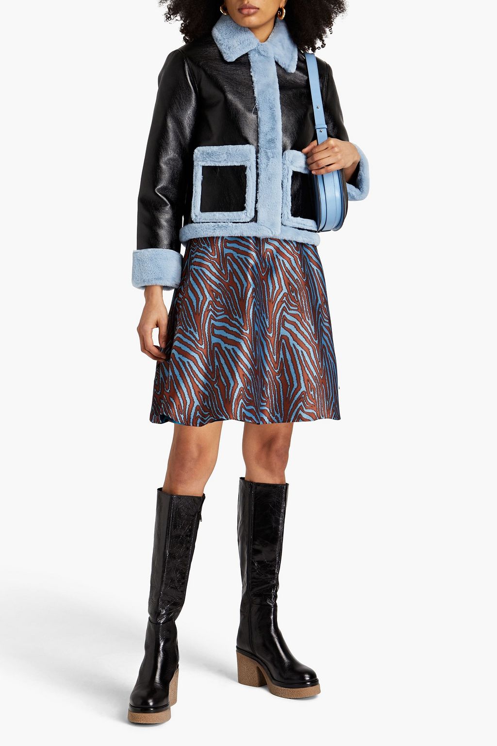 PAUL SMITH Faux fur-trimmed faux leather jacket