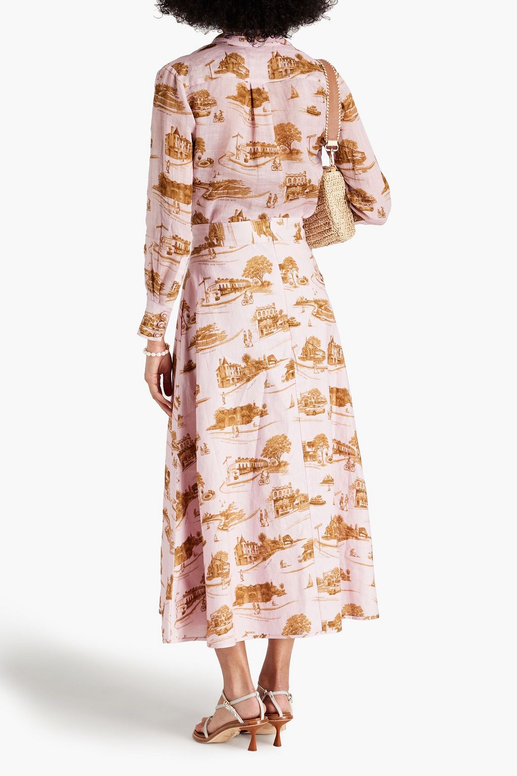 ZIMMERMANN Printed linen midi skirt