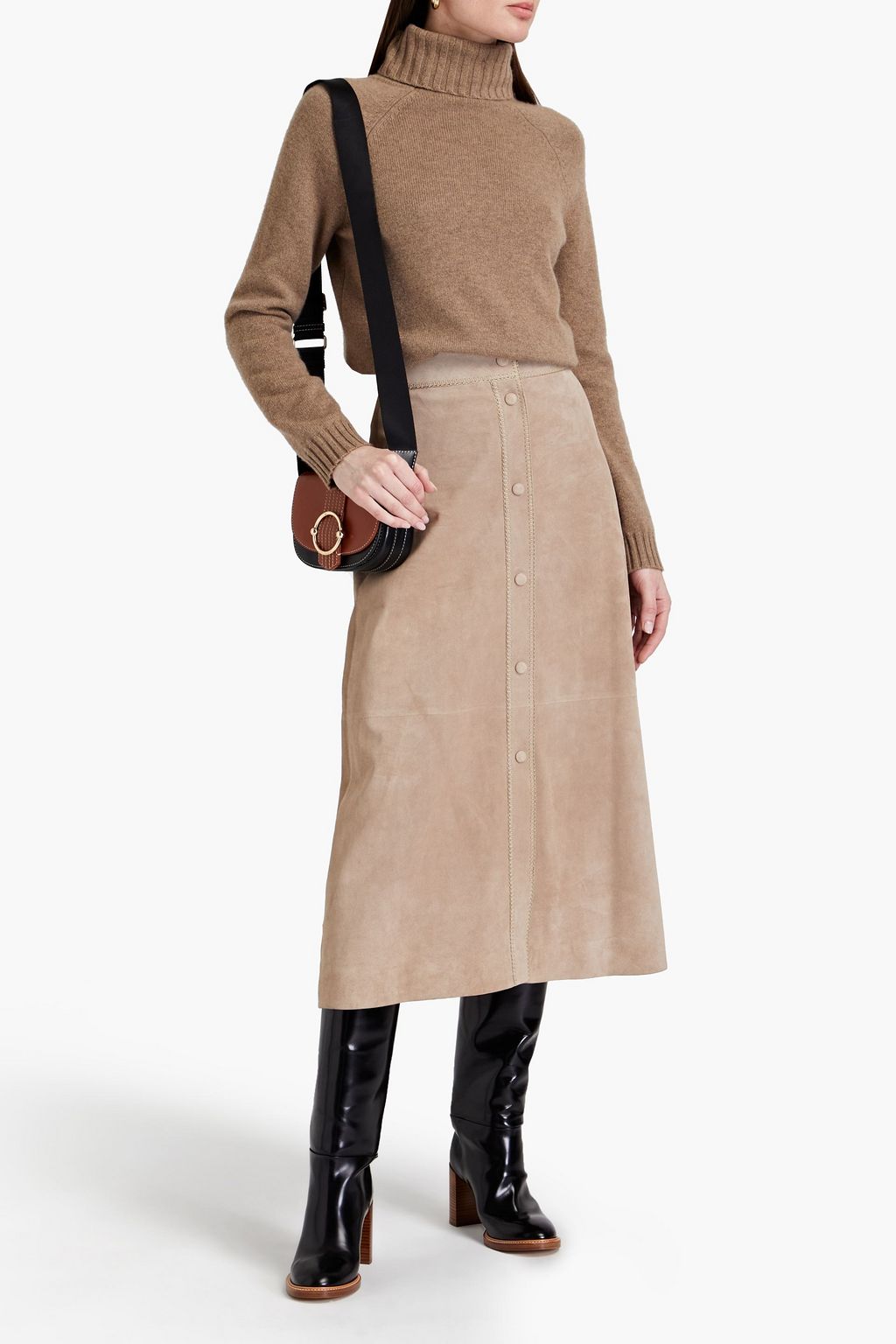 CHLOÉ Suede midi skirt