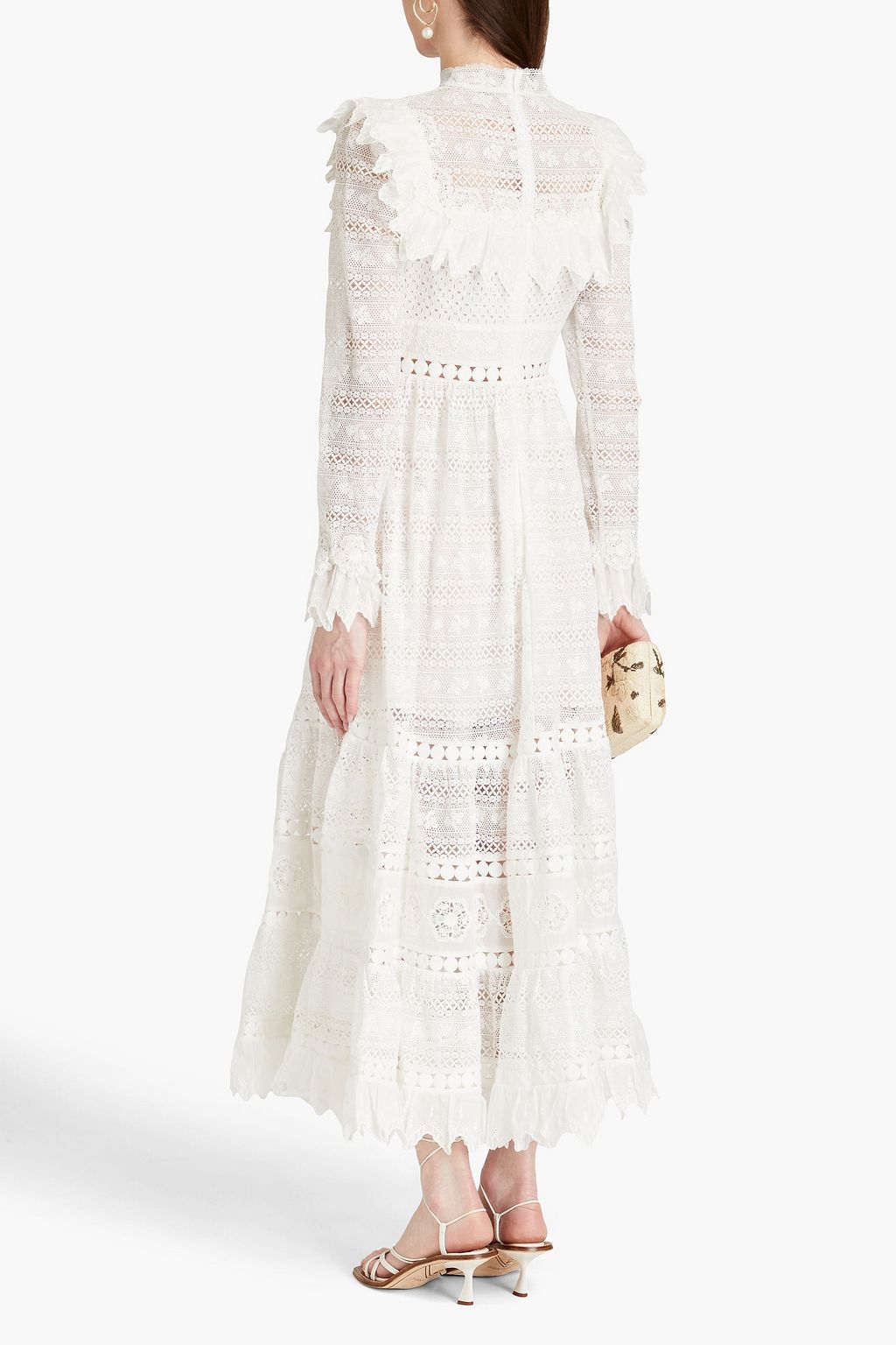 ZIMMERMANN Ruffled cotton crocheted lace maxi dress