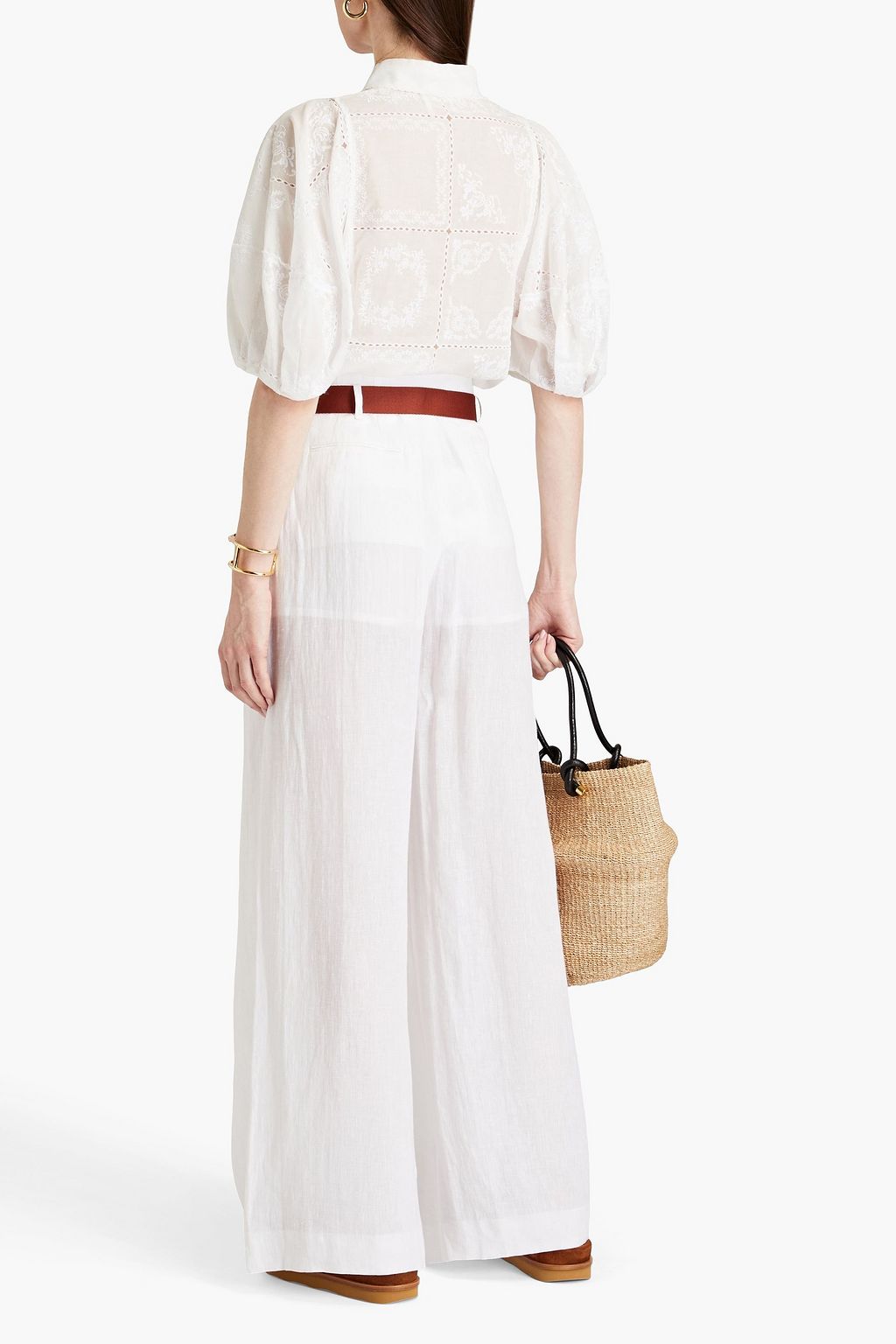 CHLOÉ Pleated linen wide-leg pants