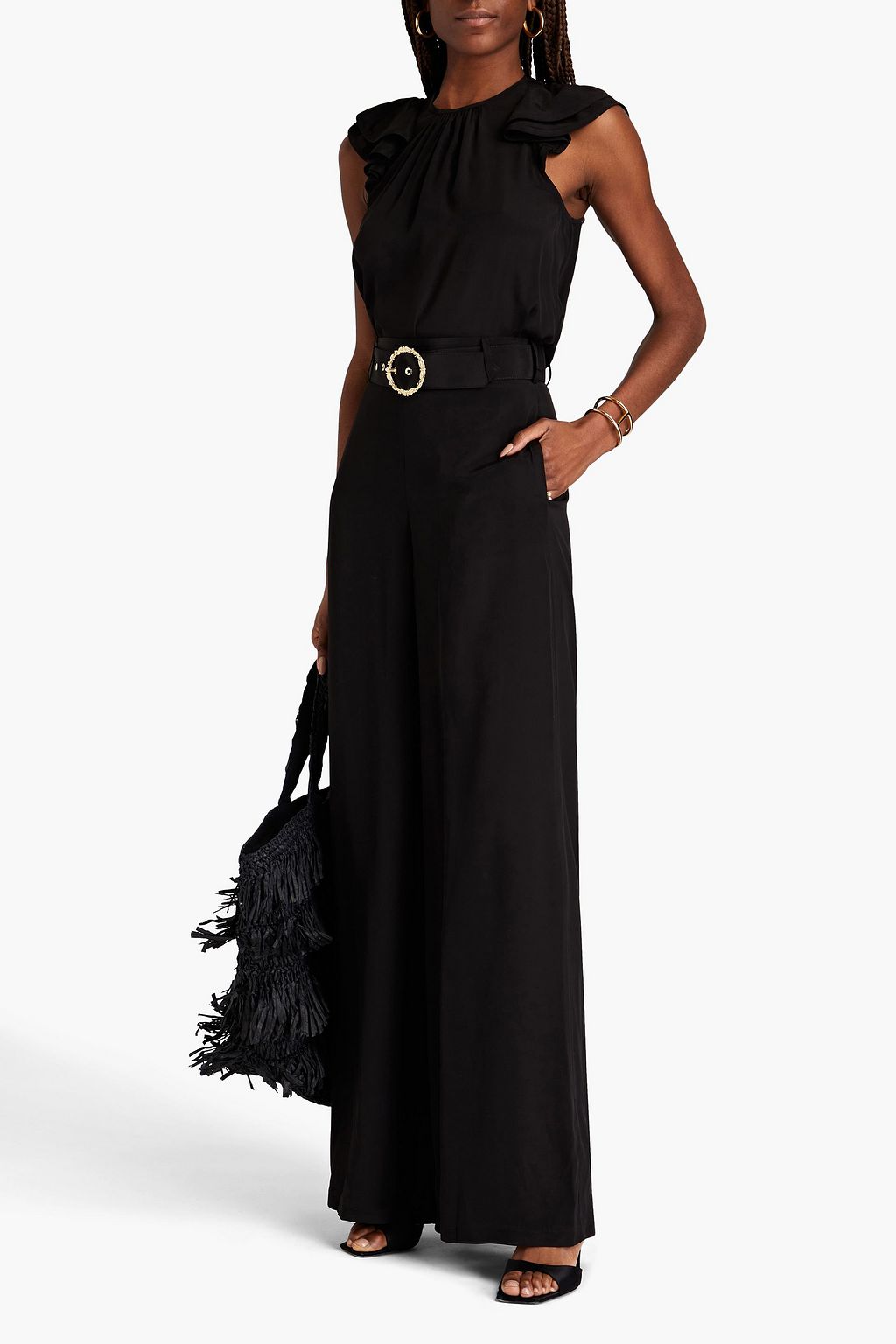 ZIMMERMANN Ruffled printed crepe de chine top