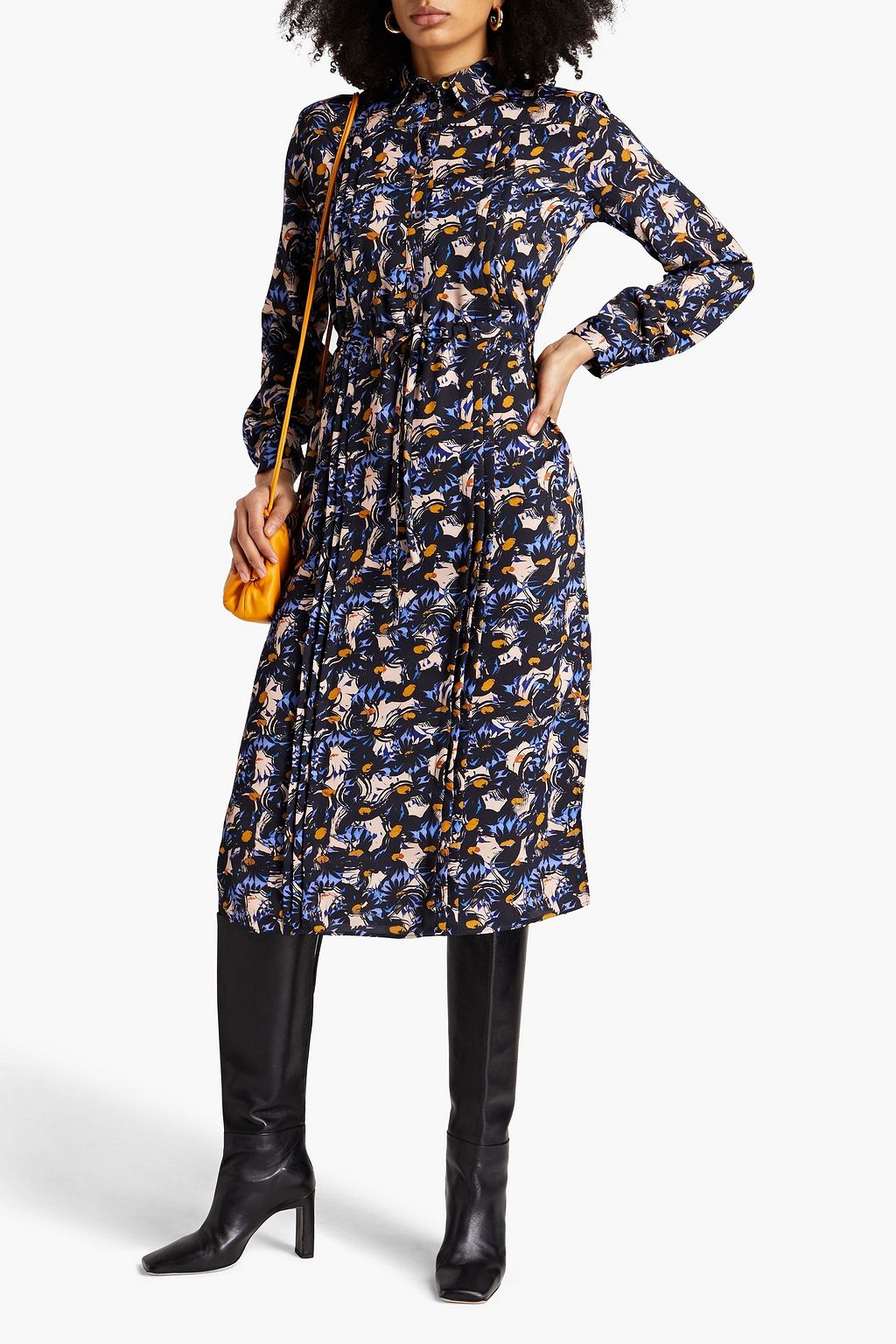 PAUL SMITH Pleated printed crepe de chine midi dress