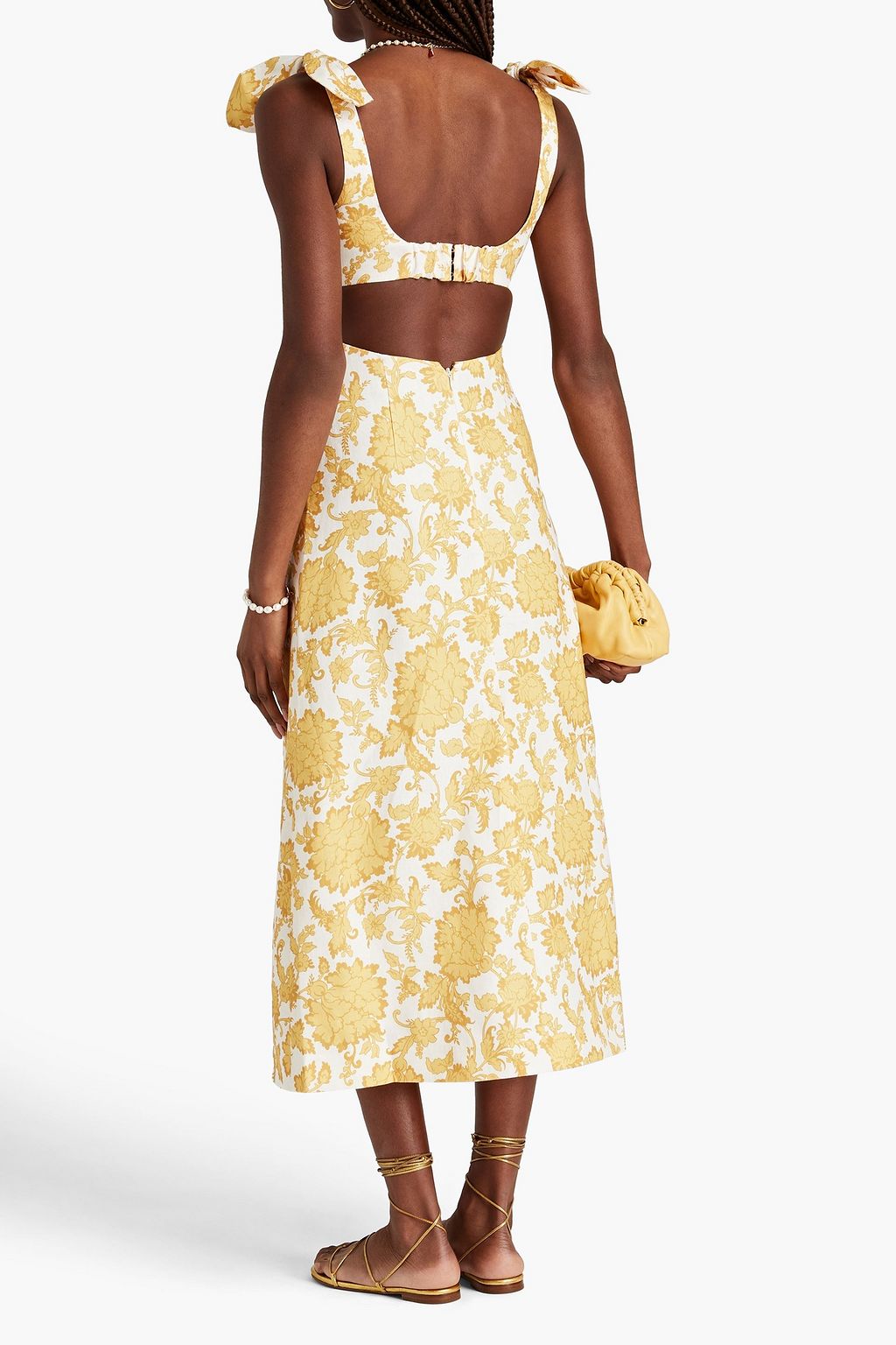 ZIMMERMANN Cutout floral-print linen-canvas midi dress