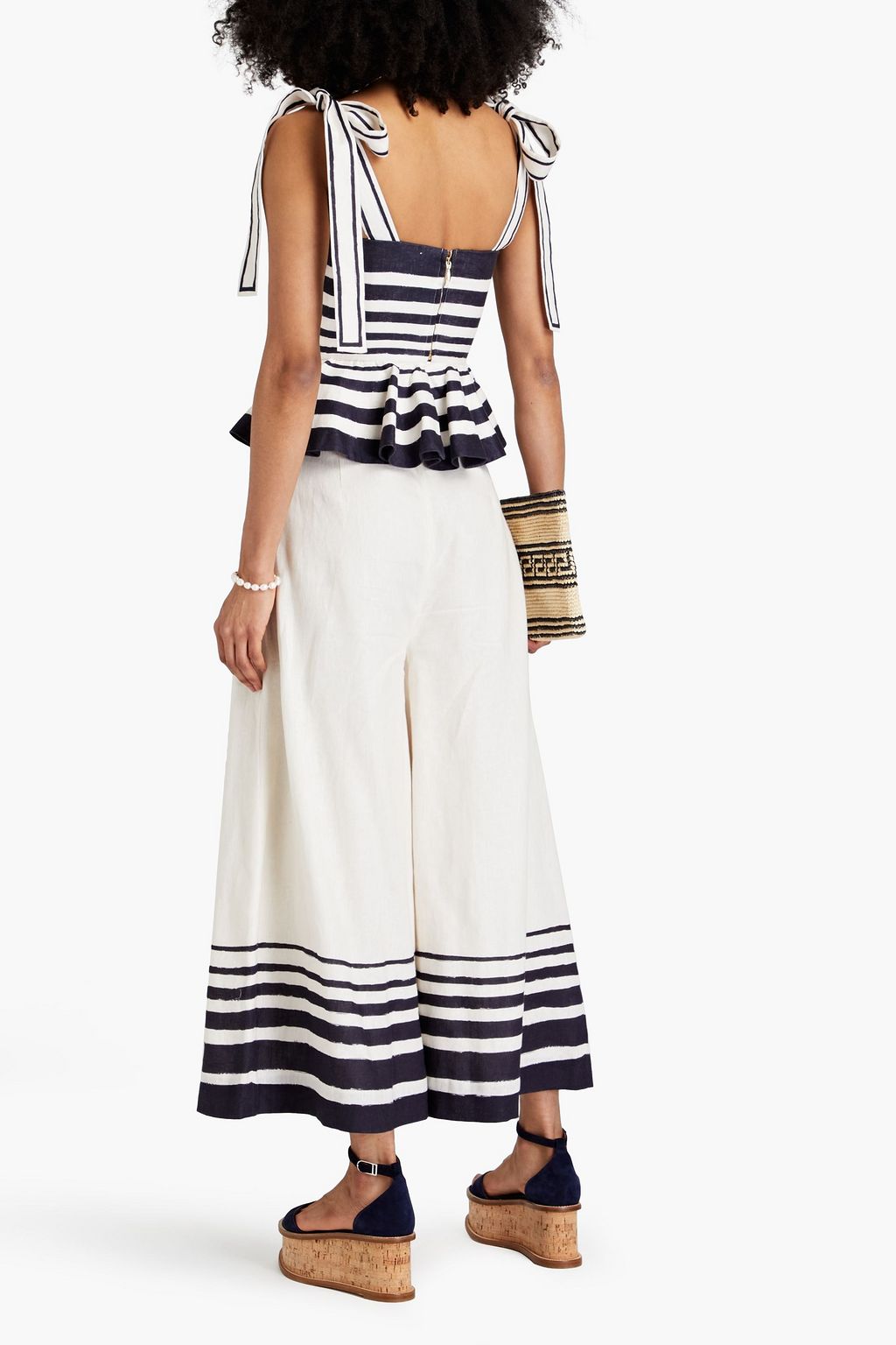 ZIMMERMANN Striped linen peplum top