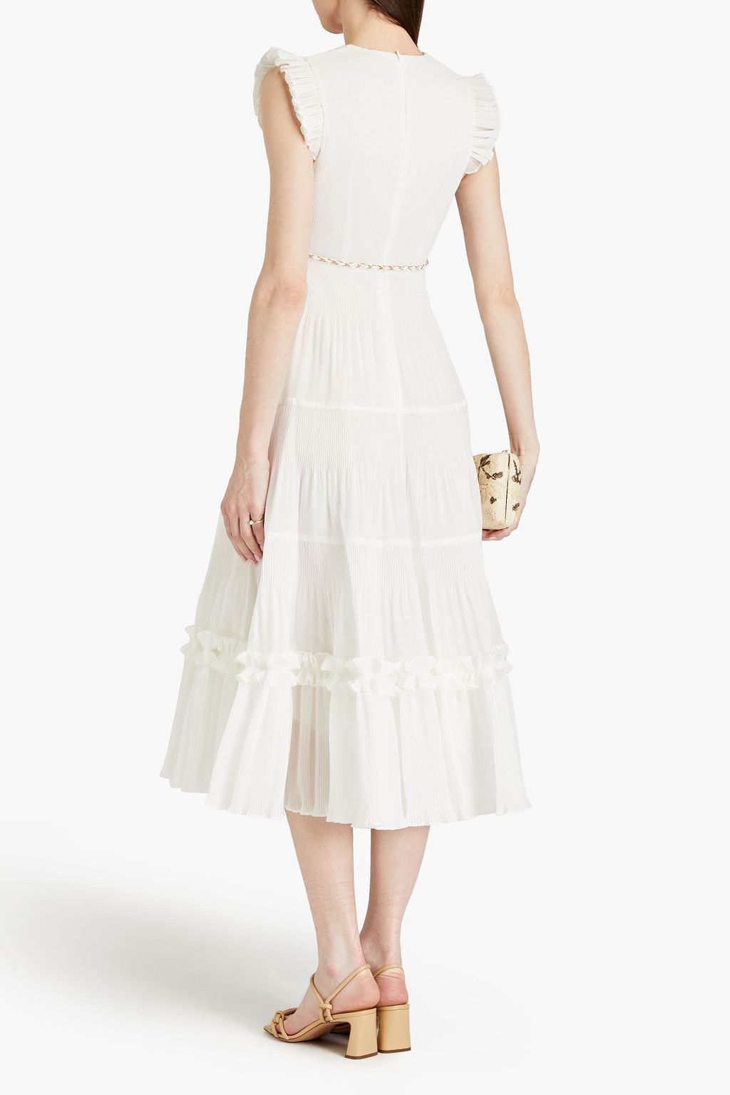 ZIMMERMANN Dancer belted plissé-organza midi dress