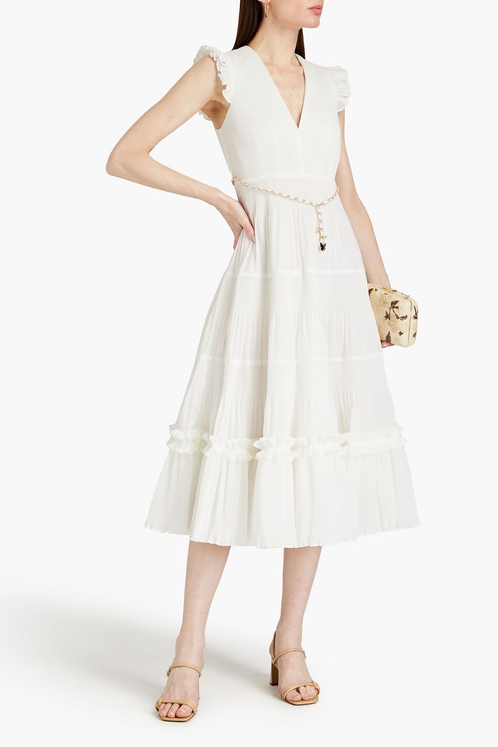 ZIMMERMANN Dancer belted plissé-organza midi dress