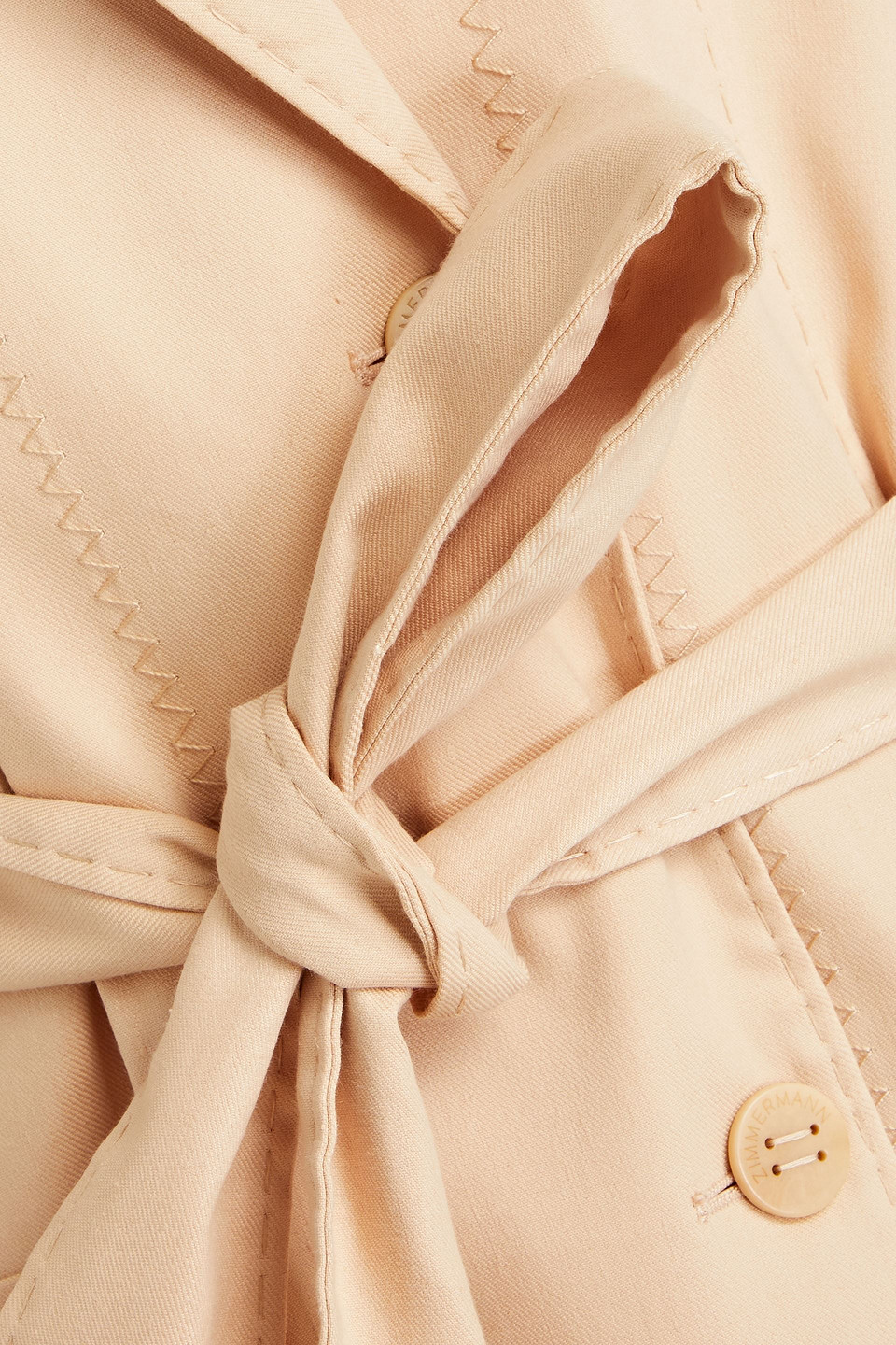 Zimmermann Dancer Belted Linen-blend Twill Coat In Beige