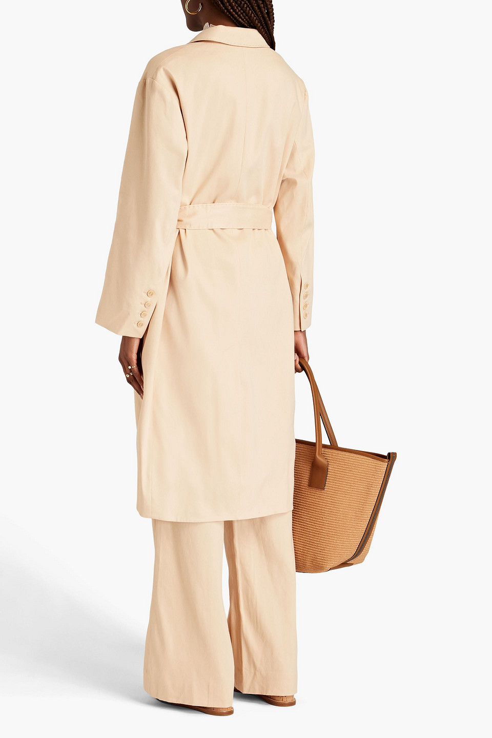 Shop Zimmermann Belted Linen-blend Twill Coat In Beige