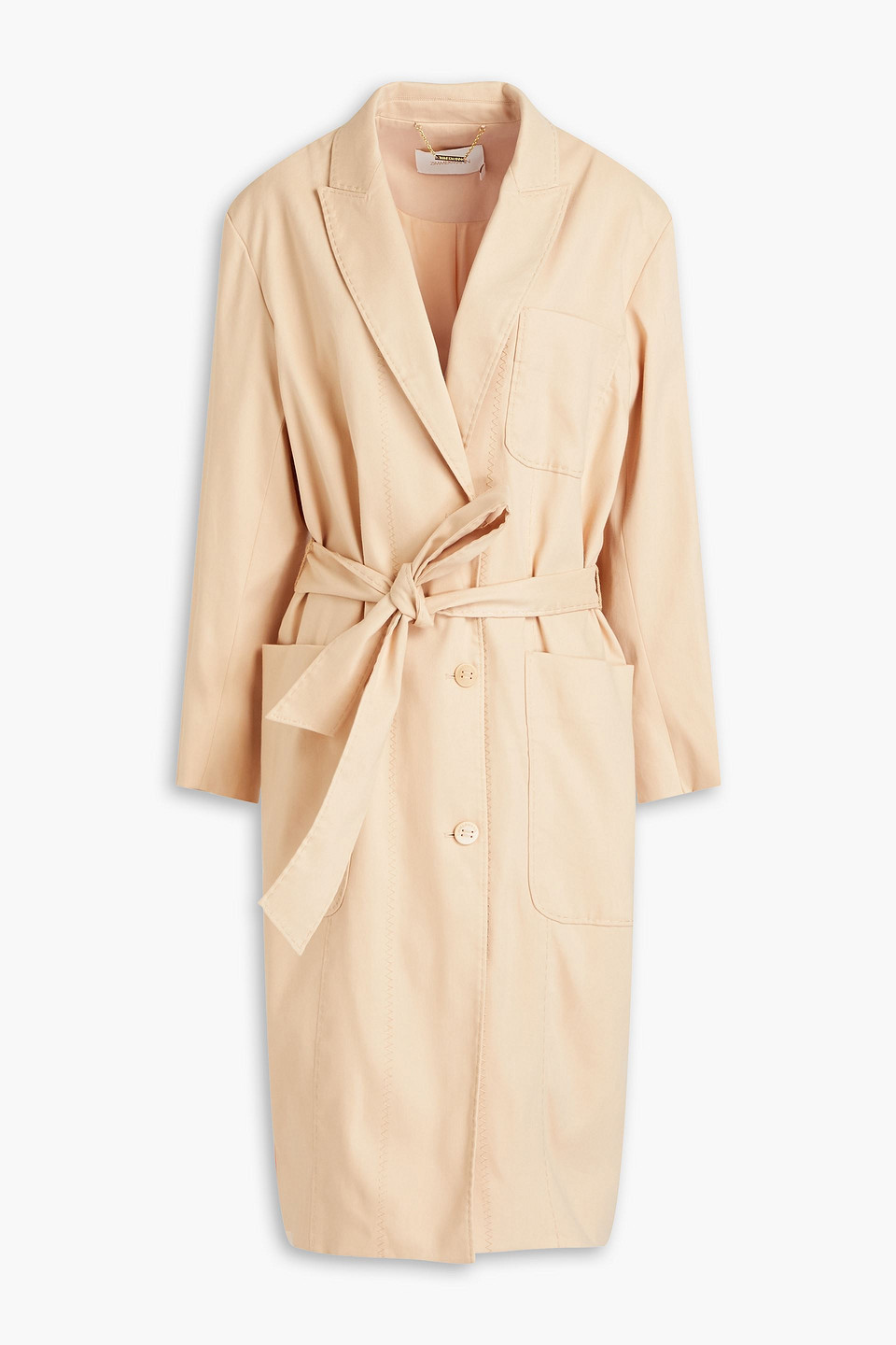 Zimmermann Dancer Belted Linen-blend Twill Coat In Beige