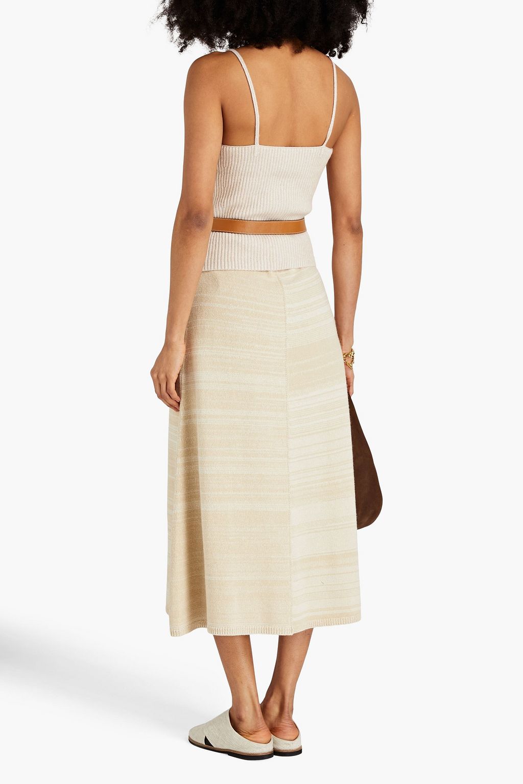 JOSEPH Marled jacquard-knit cotton-blend midi skirt