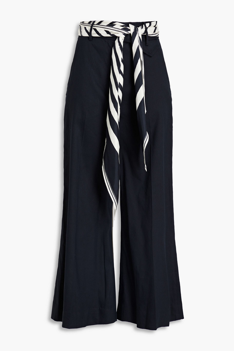Zimmermann Rhythmic Linen-blend Twill Wide-leg Pants In Navy