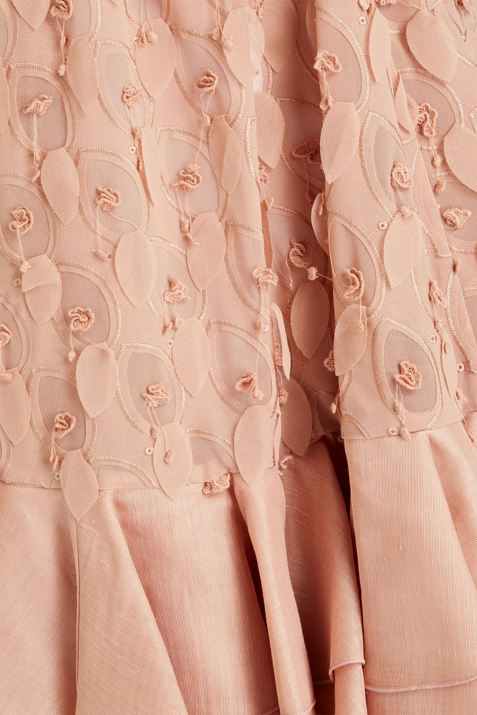 Zimmermann Floral-appliquéd Ruffled Gauze Mini Dress In Antique Rose