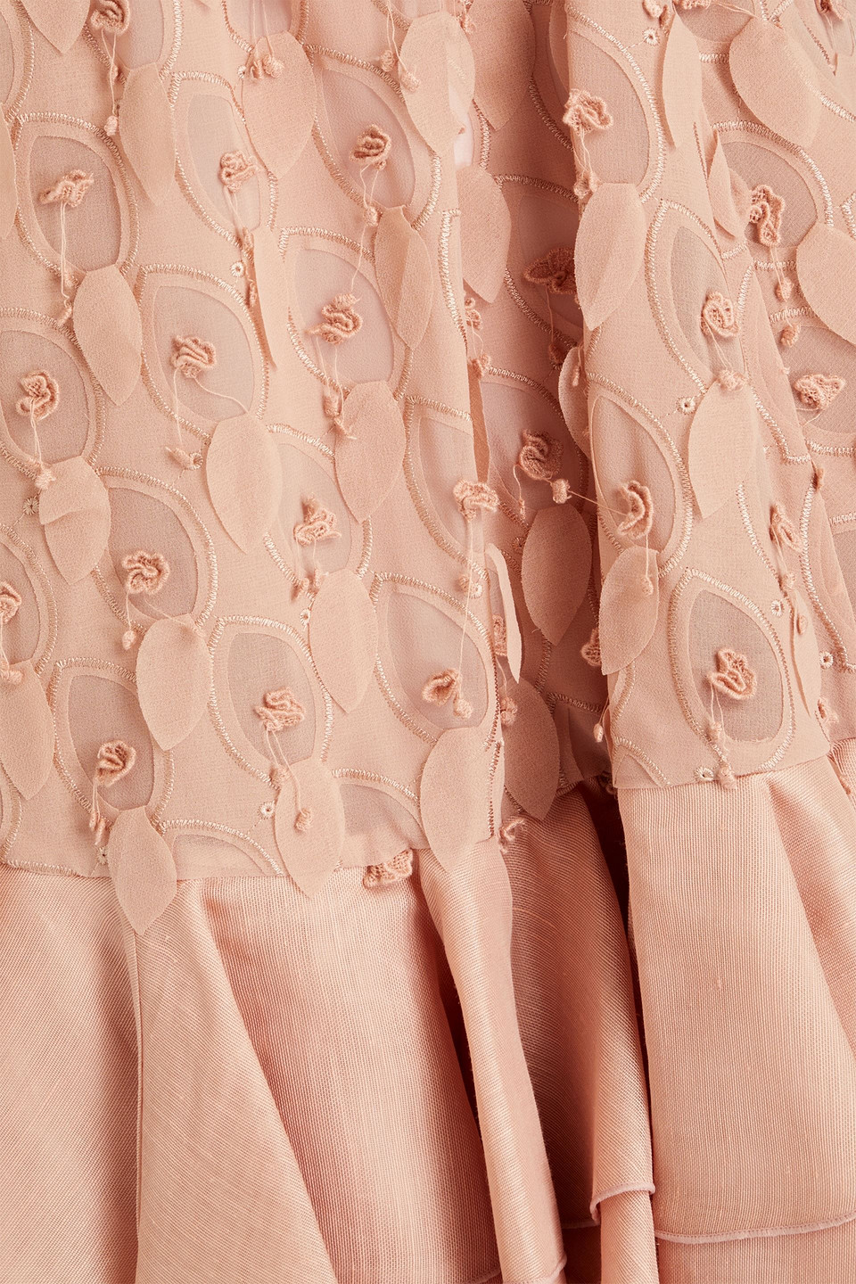 Shop Zimmermann Floral-appliquéd Ruffled Gauze Mini Dress In Antique Rose