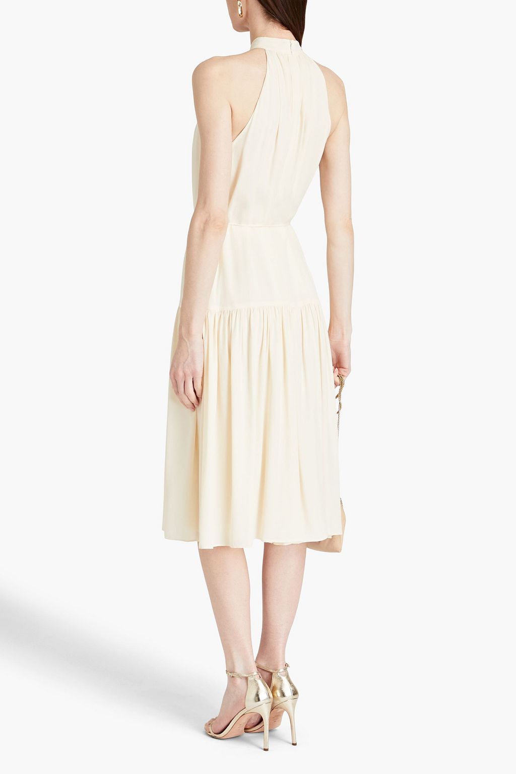 ZIMMERMANN Belted embellished crepe de chine midi dress