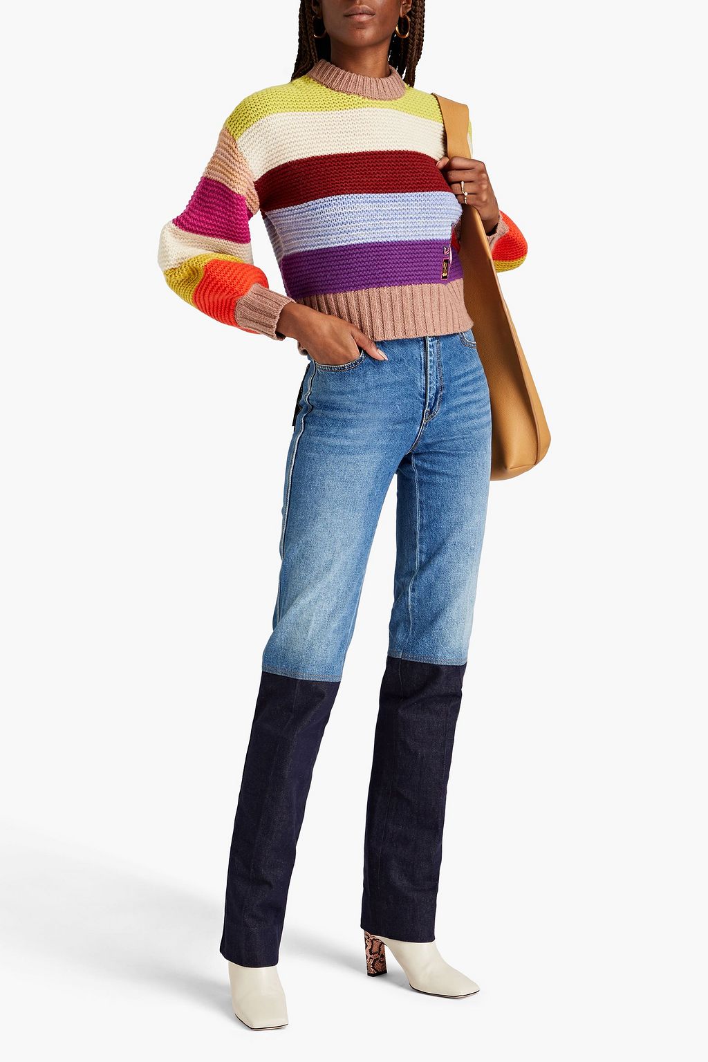 ZIMMERMANN Cropped striped merino wool sweater