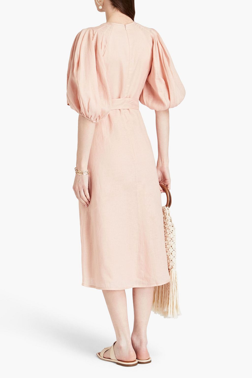 ZIMMERMANN Belted linen midi dress