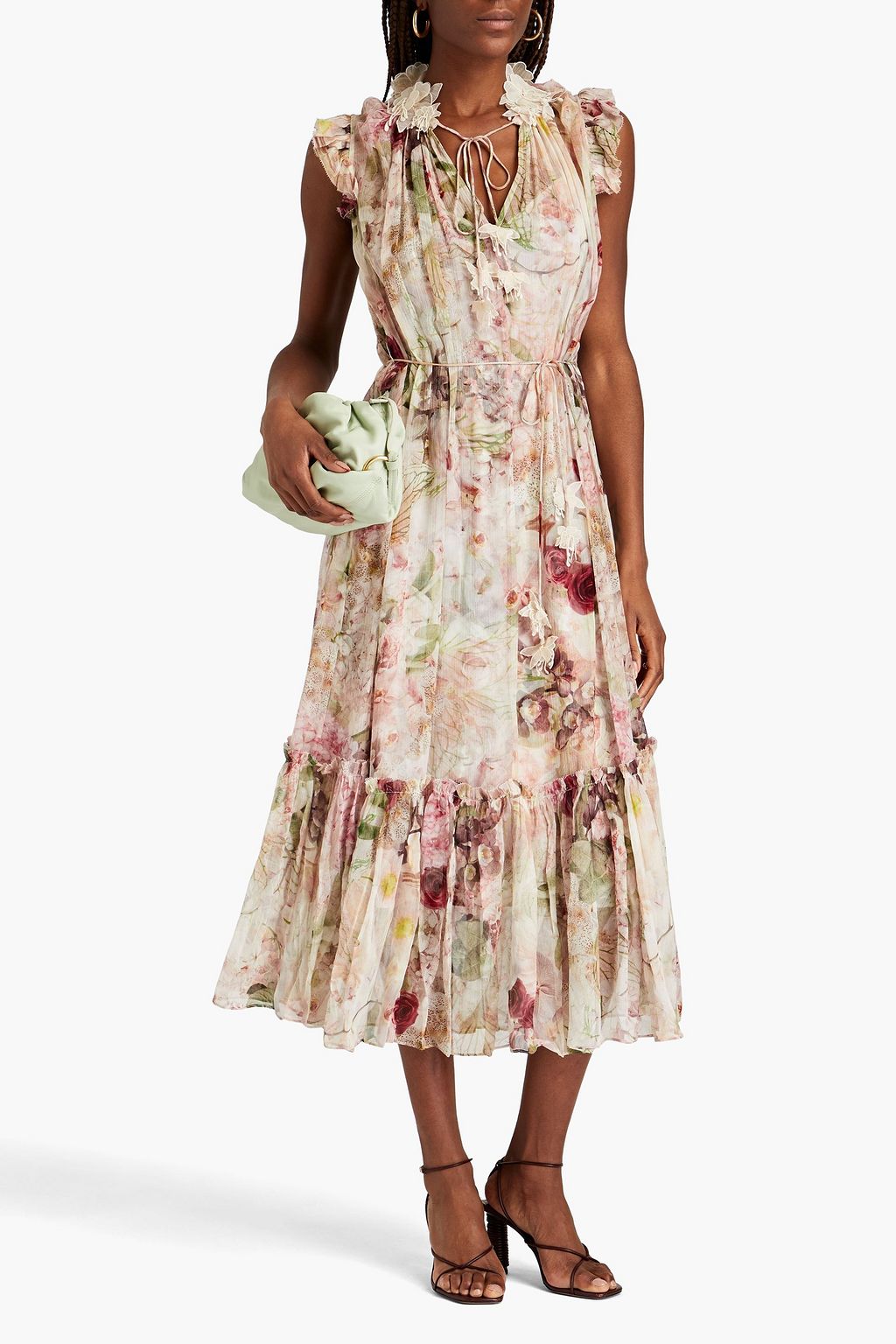 ZIMMERMANN Dancer floralappliquéd printed midi dress